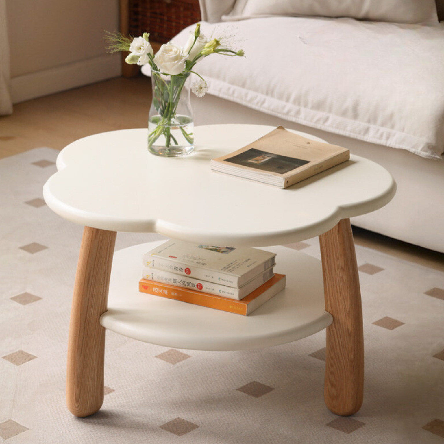 Poplar Solid Wood Cream Style Creative Coffee table-