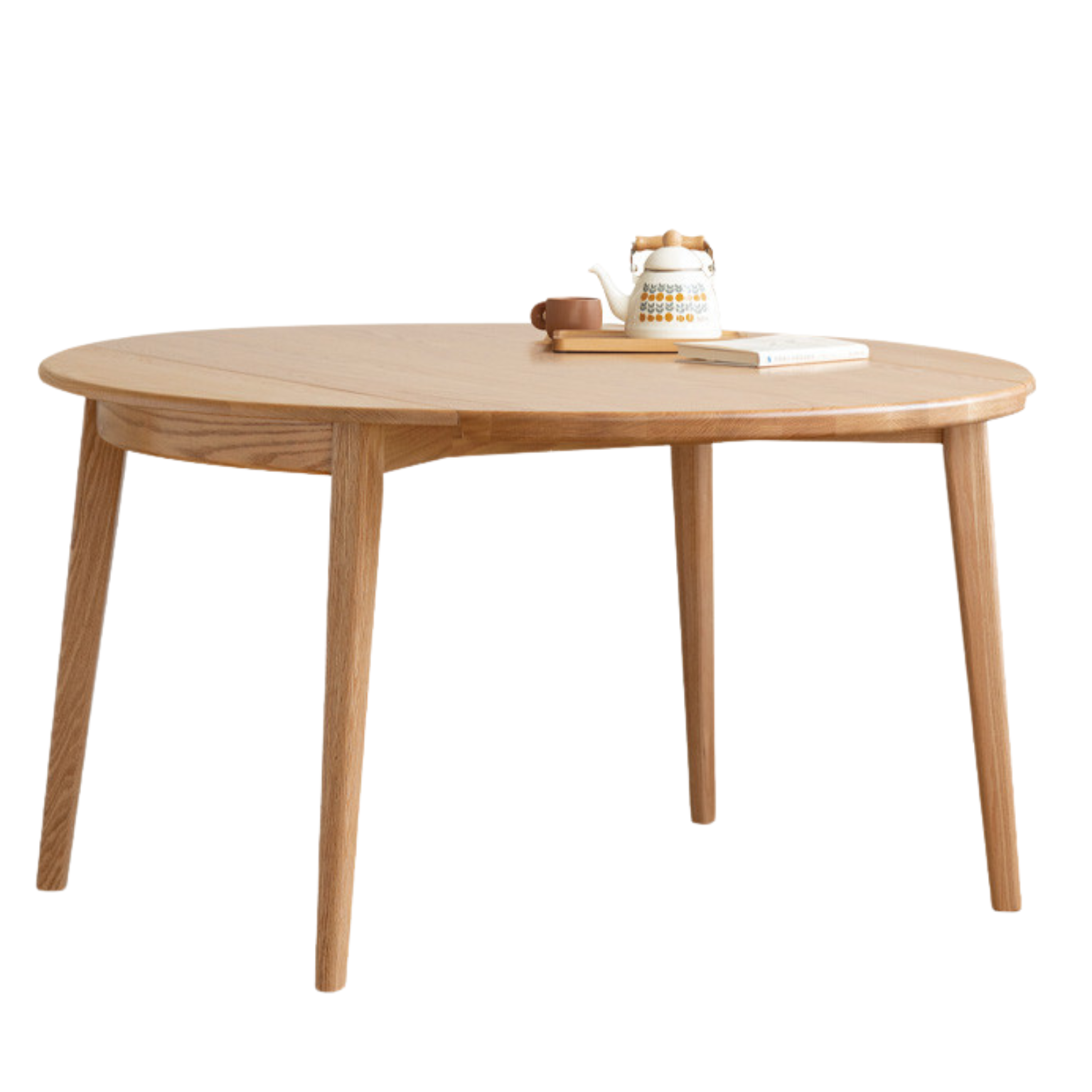 Oak solid wood folding round dining table,