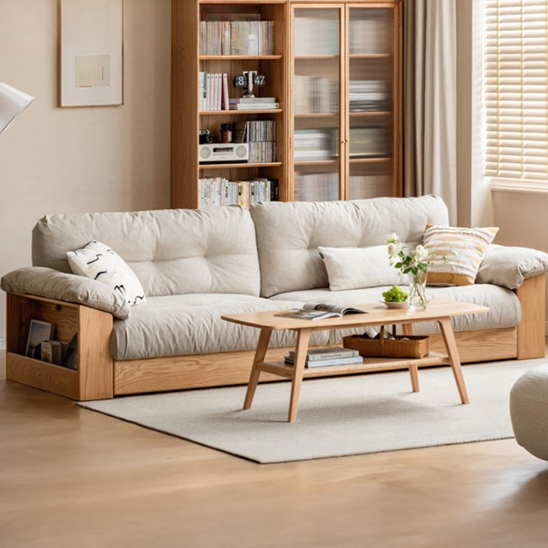 Oak Solid Wood Floor Storage Sofa Modern