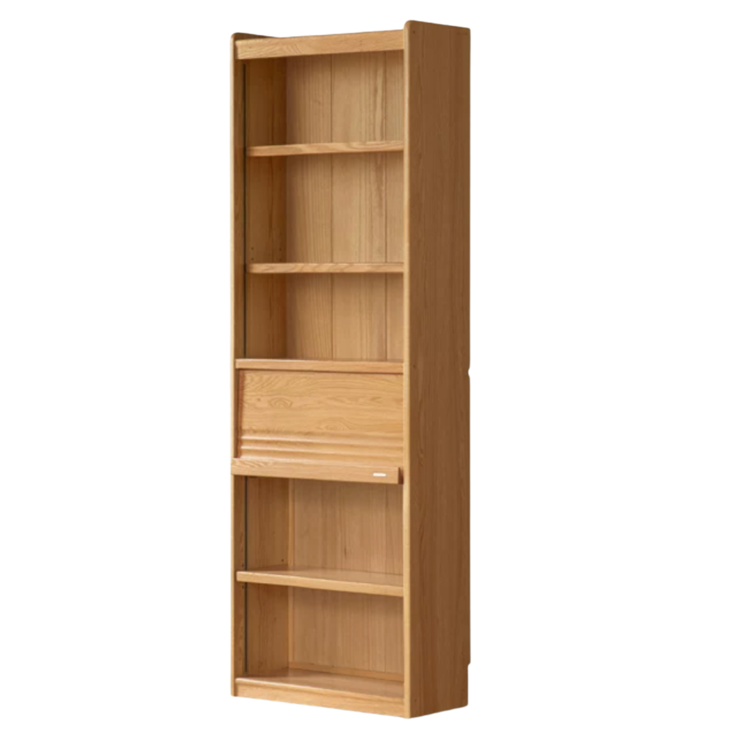 Oak, Ash Solid Wood Display Bookcase with Wall-Mounted Option and Storage Cabinet