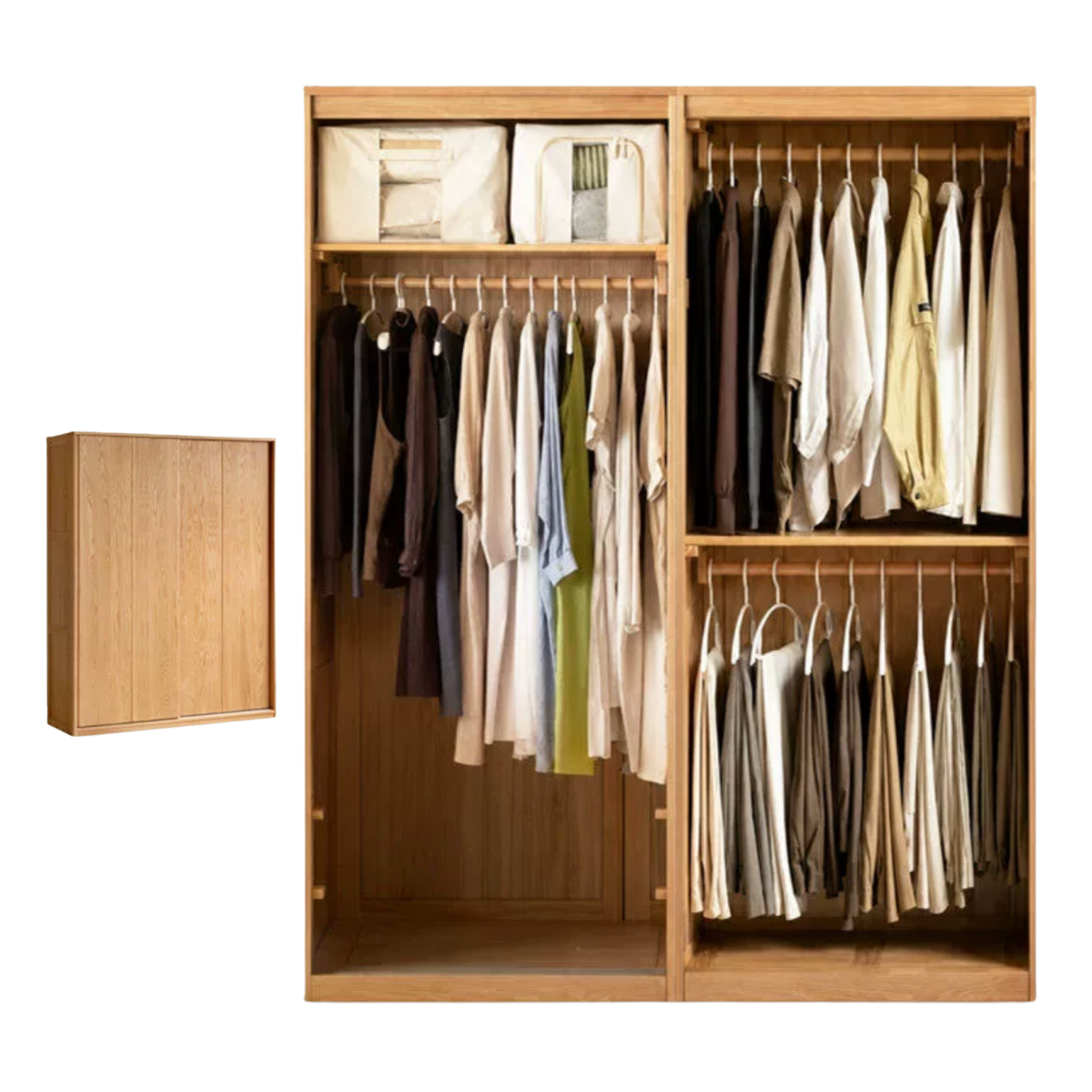 Oak Solid Wood Sliding Door Wardrobe