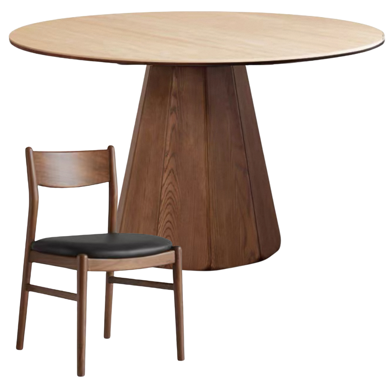 Black Walnut, Ash Solid Wood Round Slab Dining Table