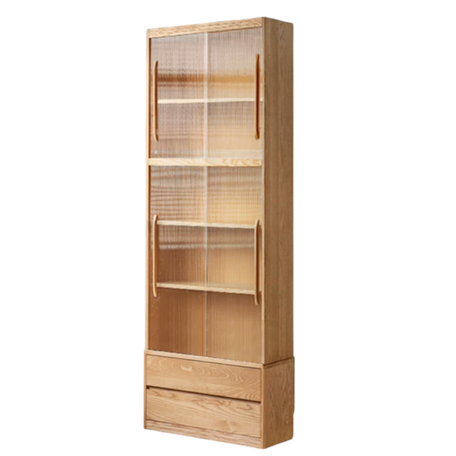 Ash Solid Wood Wall-Mounted Bookcase with Integrated Study Shelf