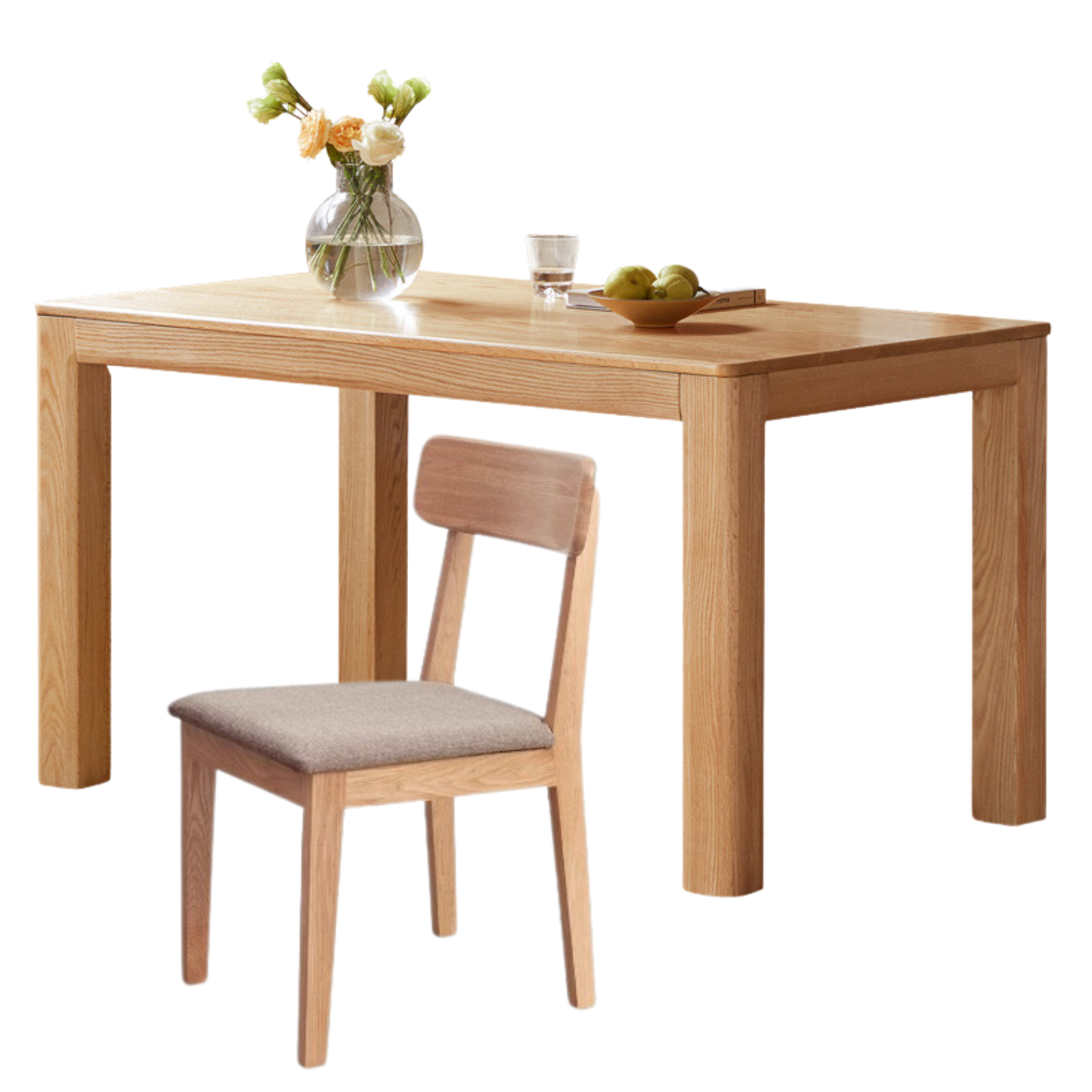 Oak Solid wood simple shape rock plate dining table,