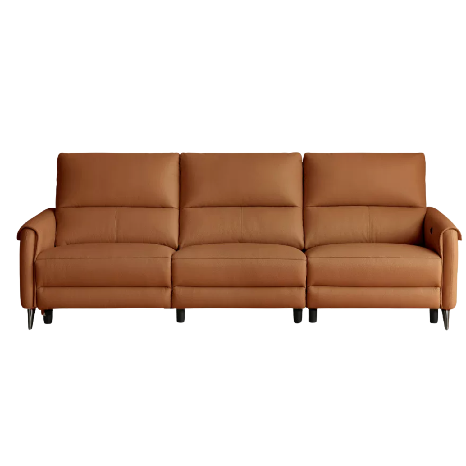 Genuine Leather Power Reclining Sofa with Wall-Hugger Track Arms