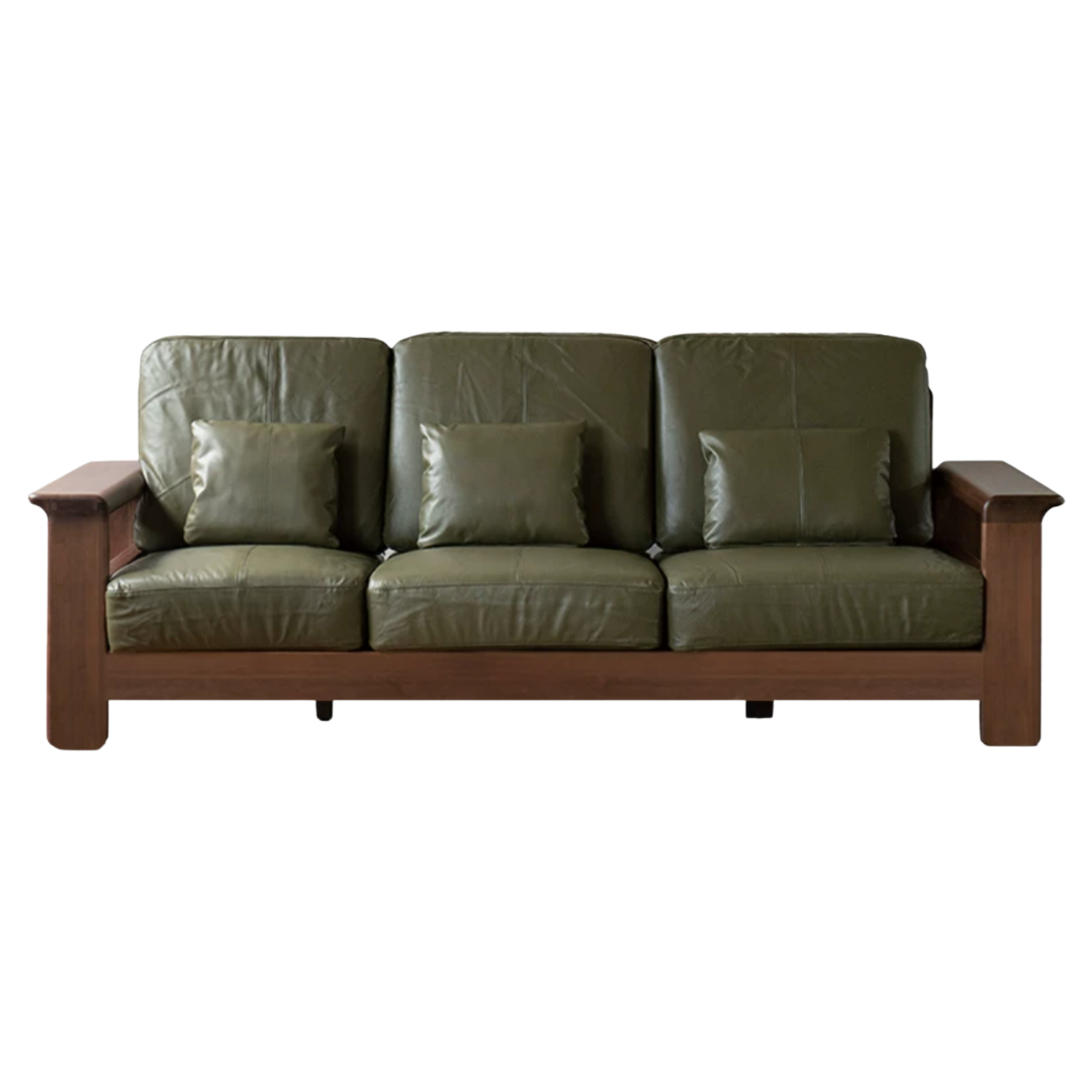 Black Walnut Solid Wood, Ash, Sandalwood, Genuine Leather, fabrics Designer Sofa with Deep, Structured Silhouette