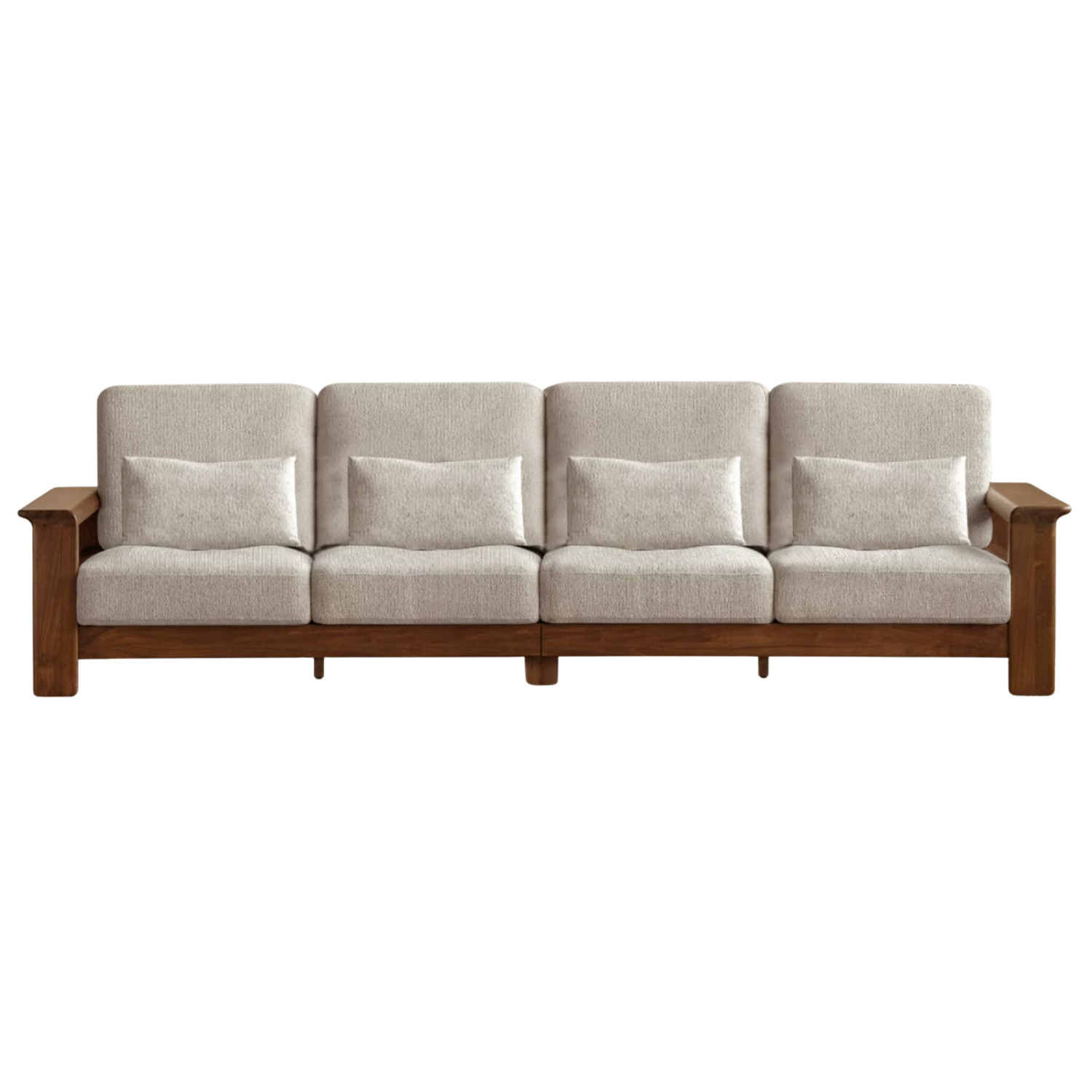 Black Walnut Solid Wood, Ash, Sandalwood, Genuine Leather, fabrics Designer Sofa with Deep, Structured Silhouette