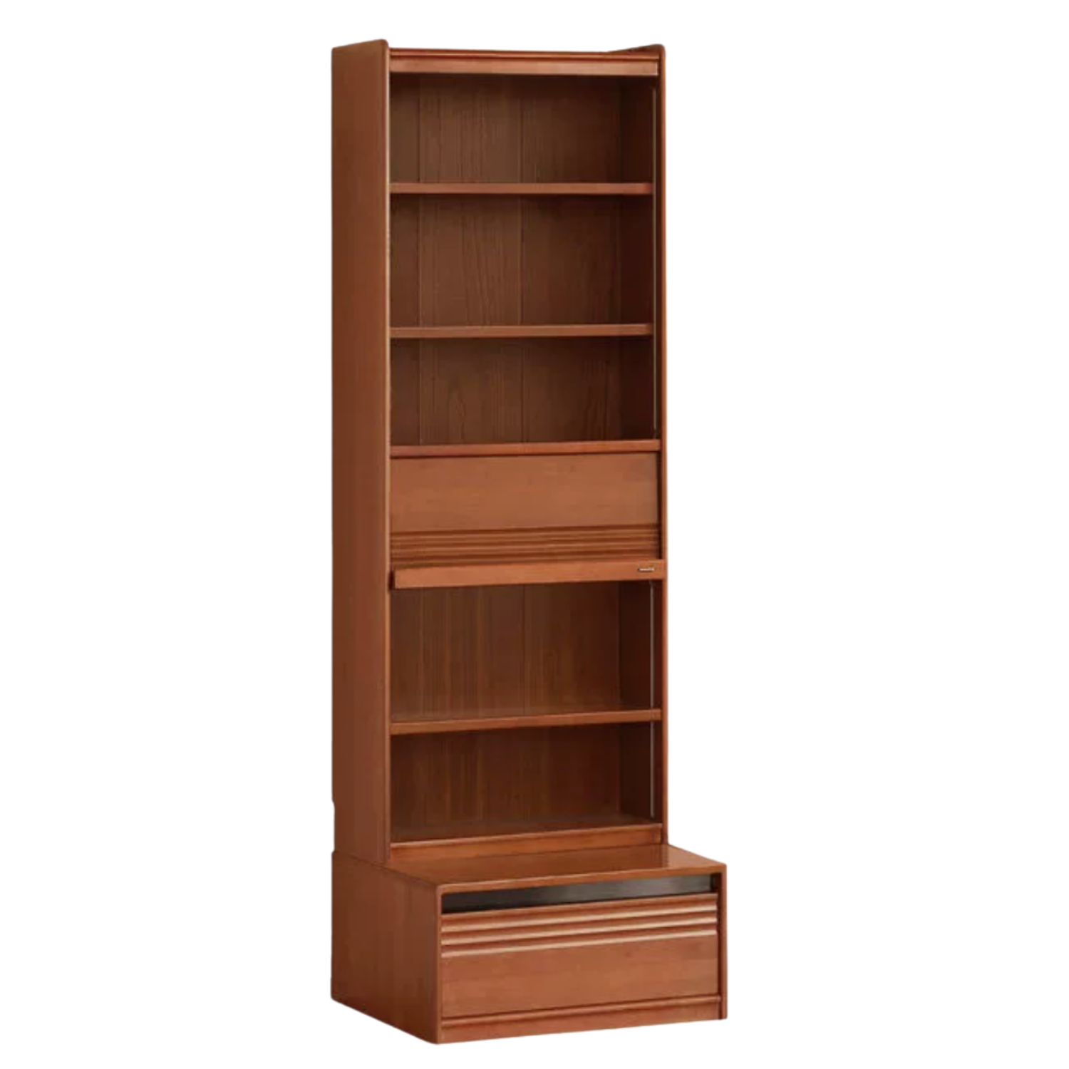 Tulipwood, Birch Solid Wood Floor-to-Ceiling Modular Bookcase with Sliding Glass Doors