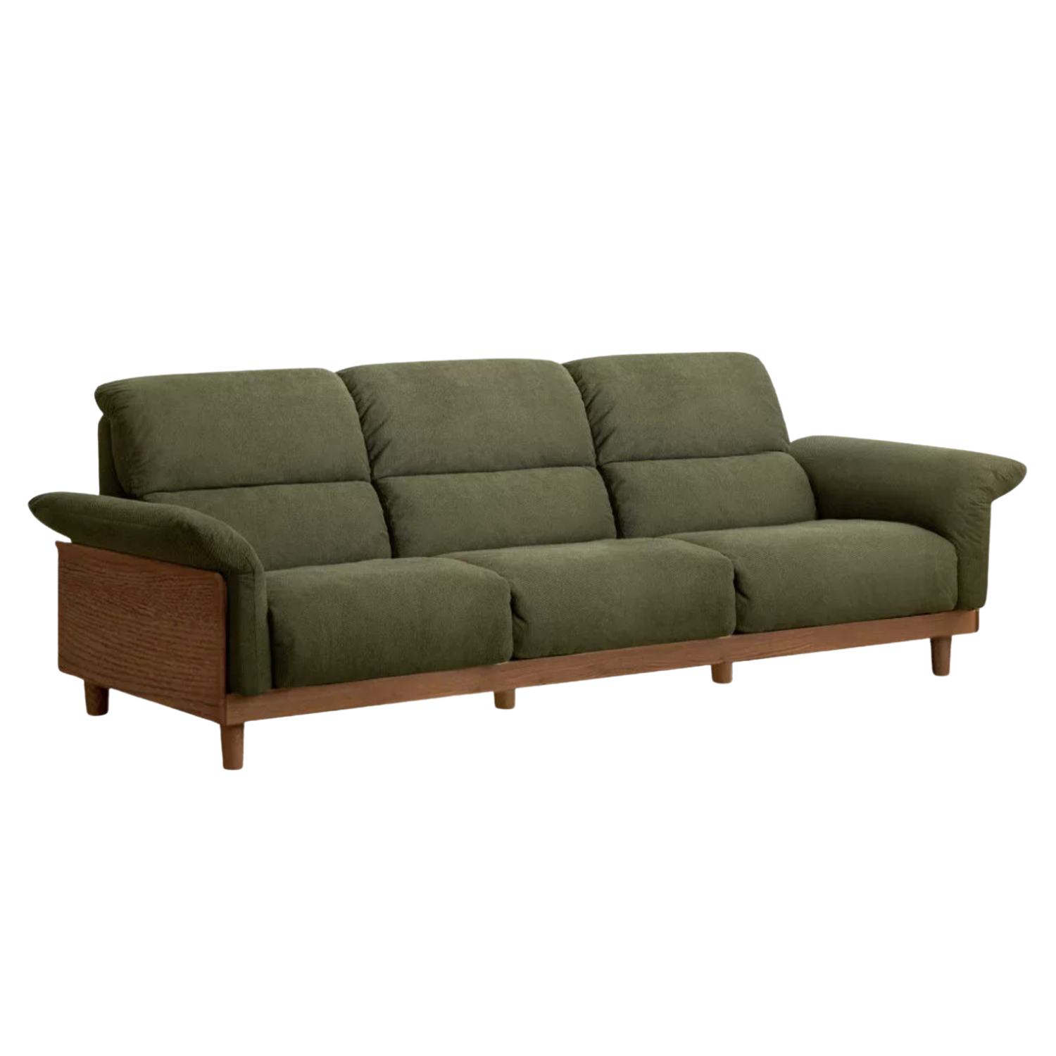 Oak Solid Wood Fabric Sofa, Couch with High Back Cushions, Durable Pet-Friendly Upholstery