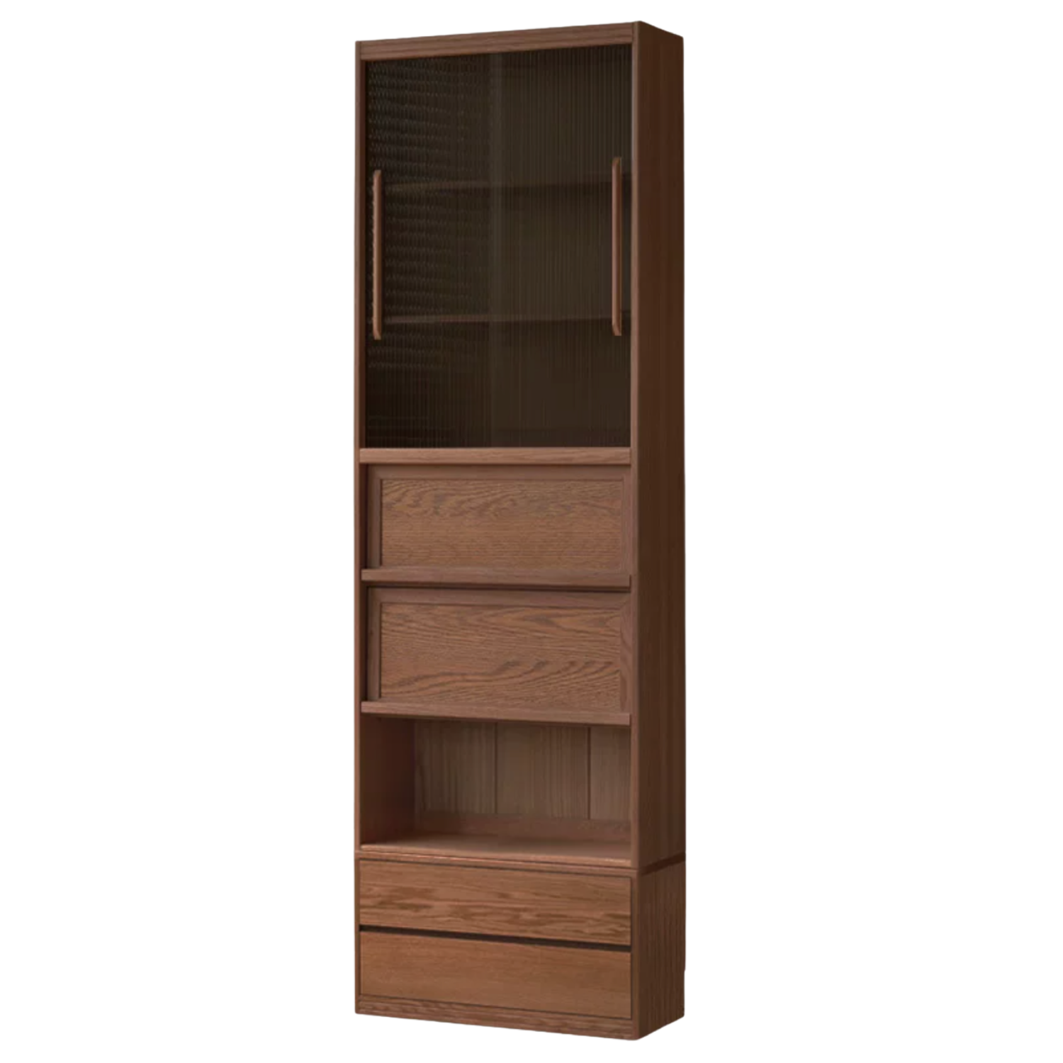 Black Walnut, Oak, Ash Solid Wood Floor-Standing Bookcase with Luxury Storage Cabinet