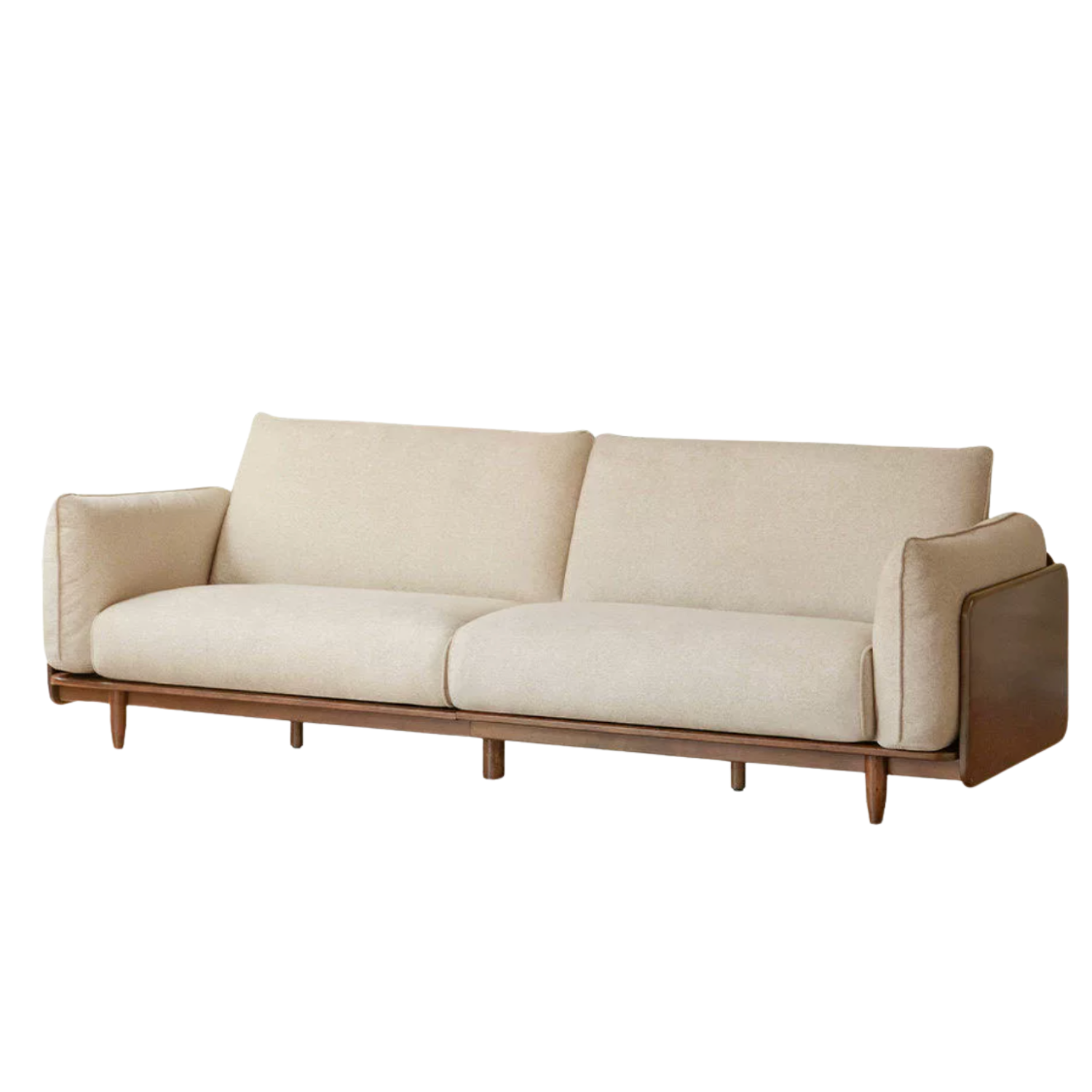 Black Walnut Solid Wood, Oak, Solid Sandalwood Genuine leather, fabric Sofa with Wood Base