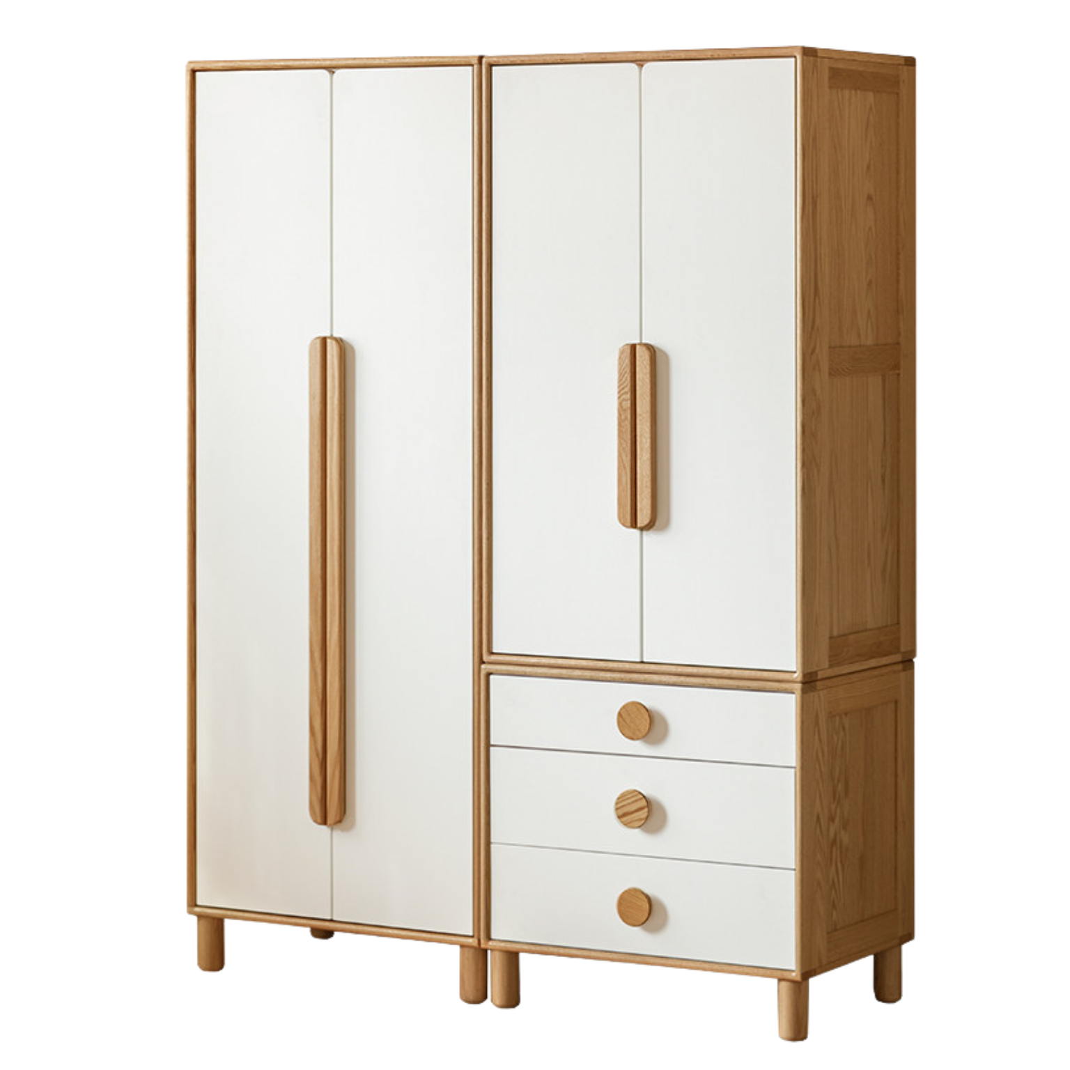 Oak solid wood children's wardrobe combination storage cabinet: