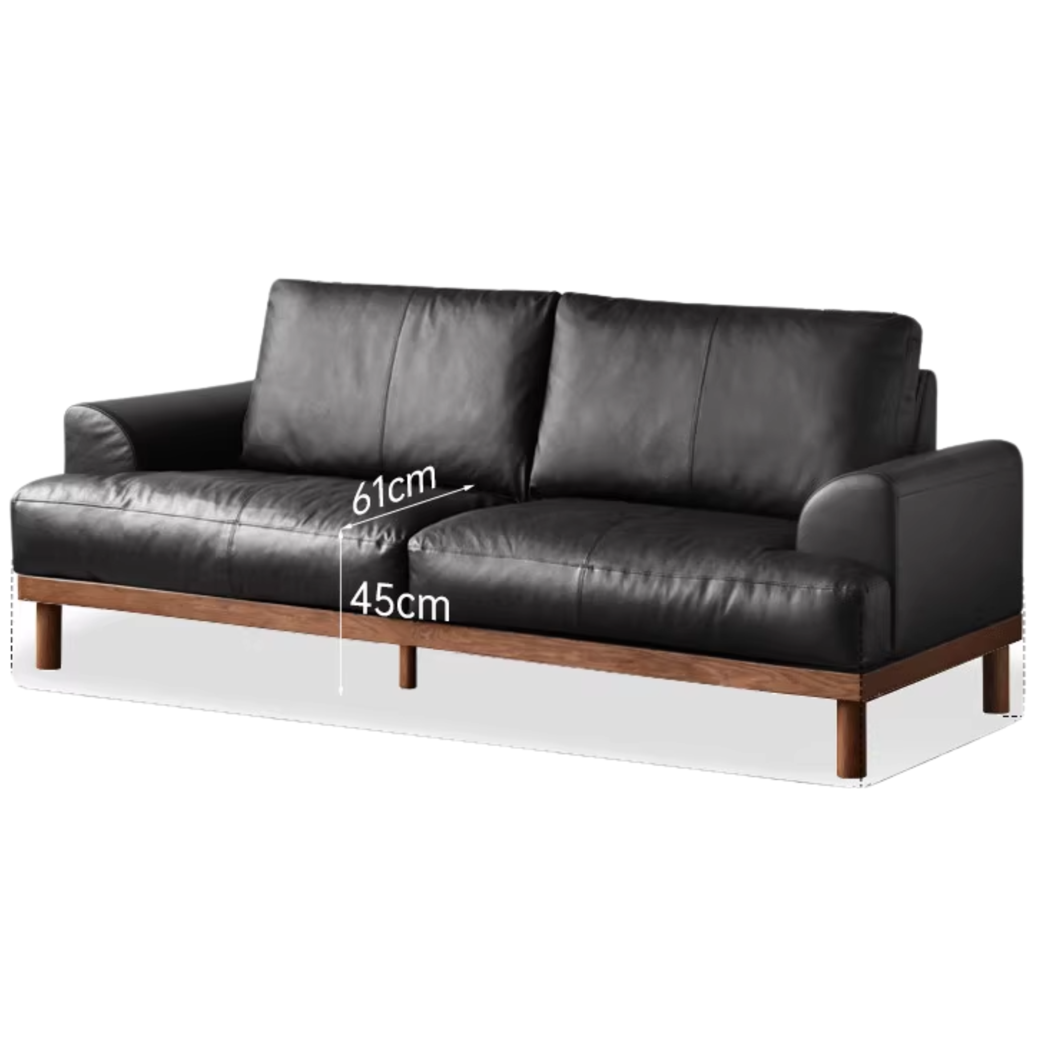 Oak Solid Wood Genuine Leather Sofa