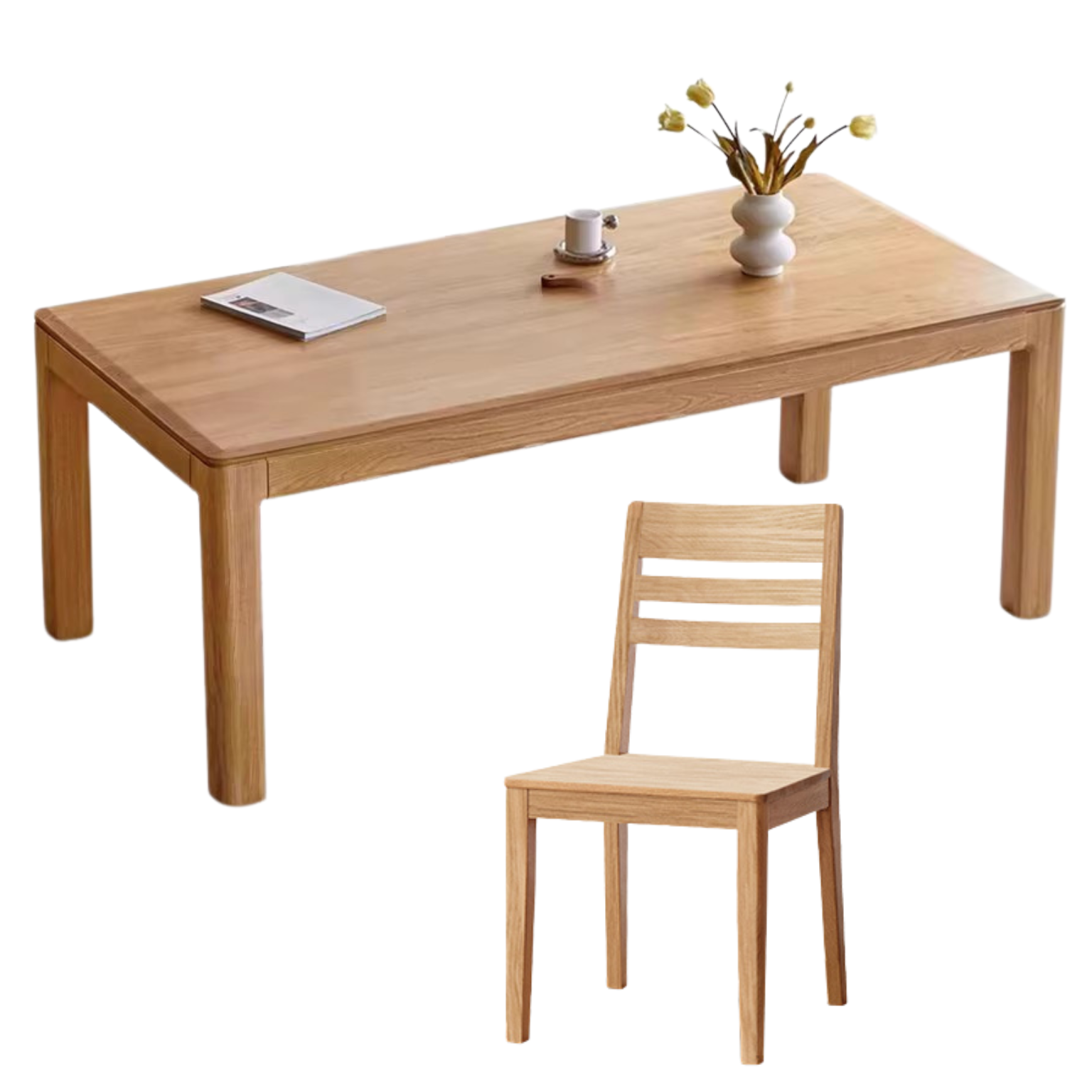 Ash solid wood long dining table,