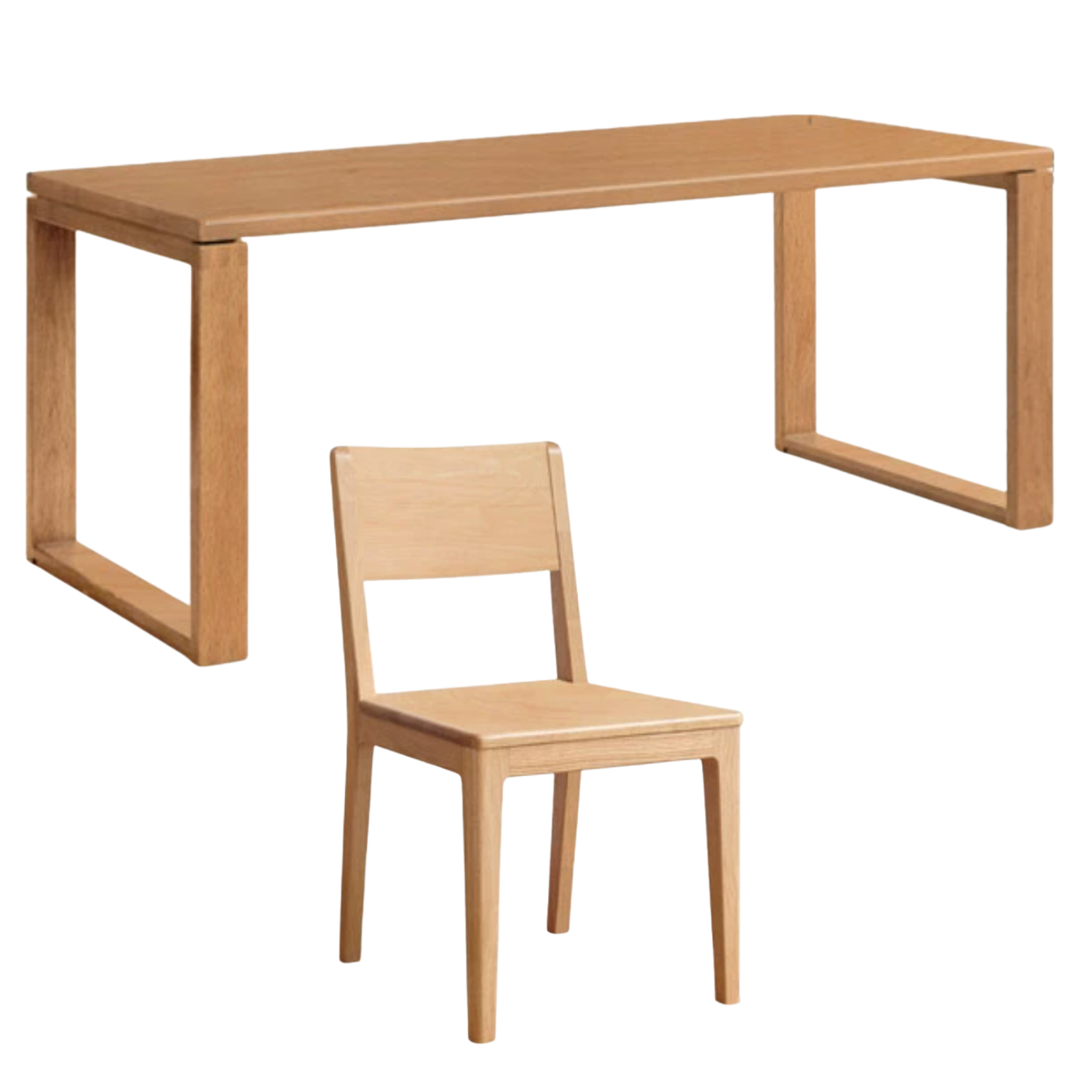 Beech, Oak Solid Wood Large Dining Table