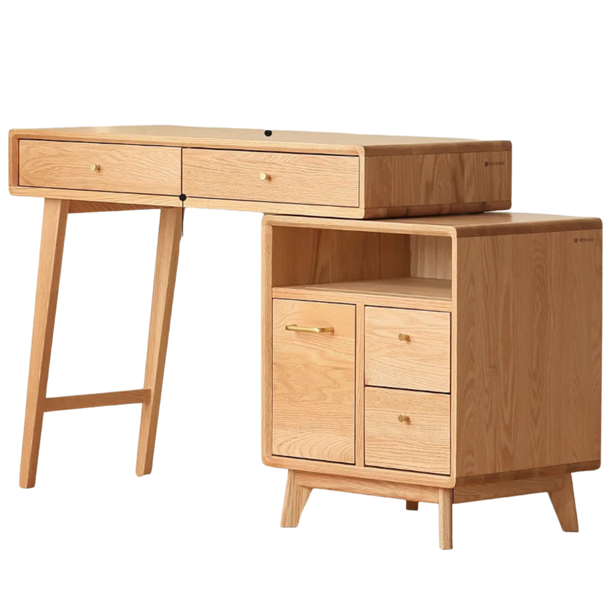 Oak Solid Wood Telescopic Vanity Table Cabinet