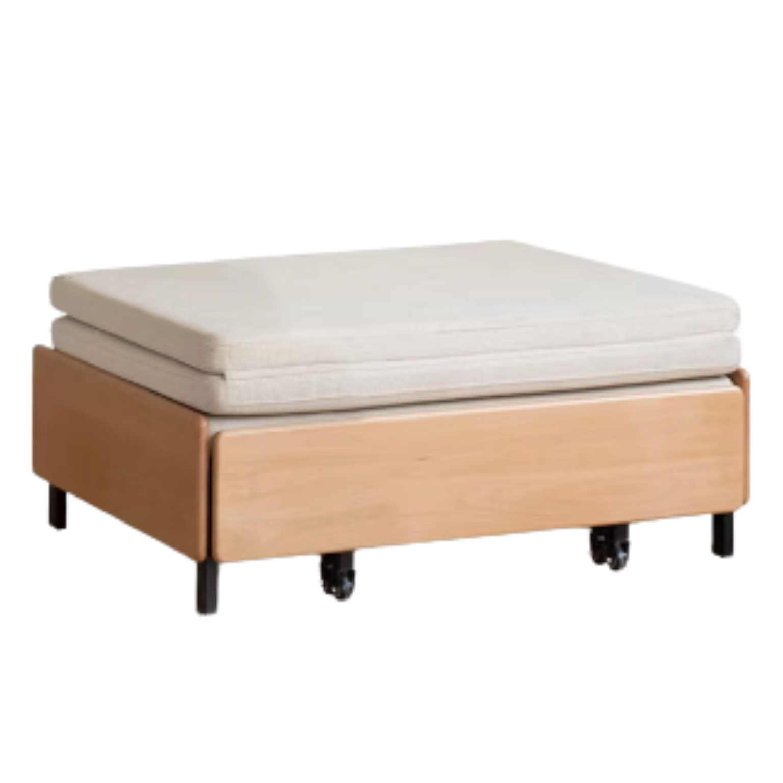 Oak Solid Wood Sofa Bed Folding Sit-sleeping Pull-out Bed