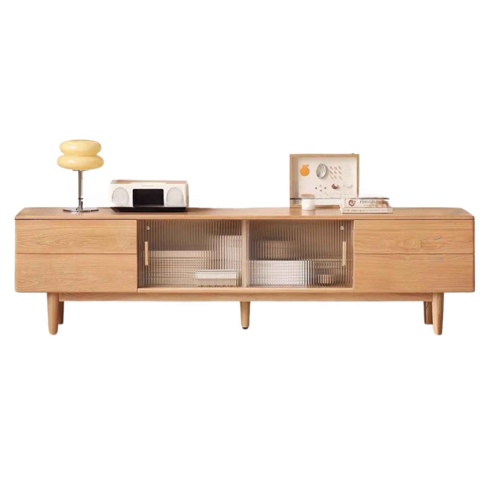 White oak solid wood TV cabinet modern: