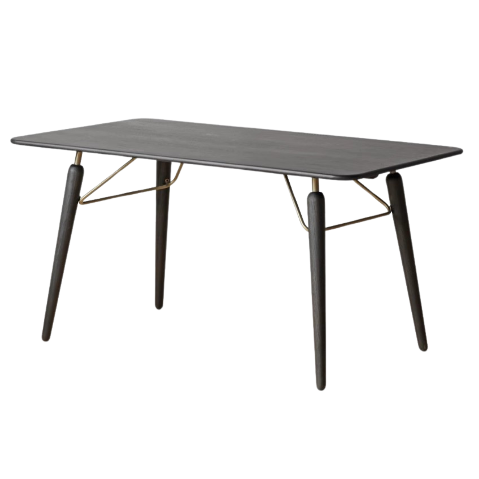 Oak Solid Wood Dining Table Retro Light Luxury Black ,