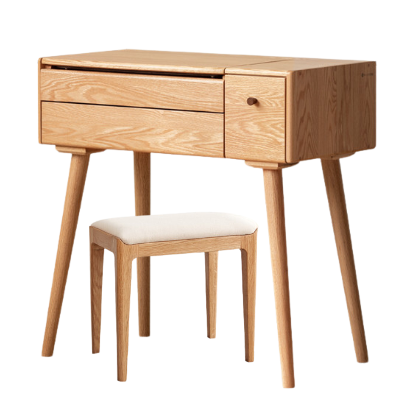 Oak Solid Wood  Flip Cover Dressing Table :