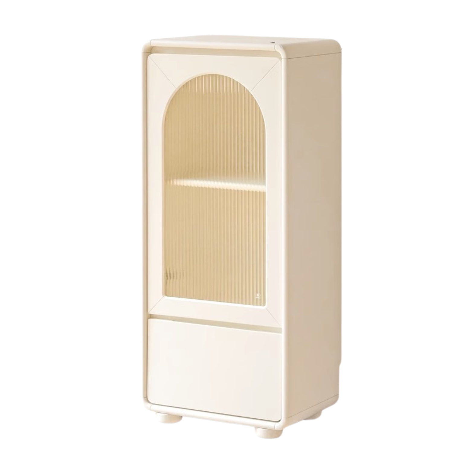 Poplar solid wood white cream style floor side cabinet