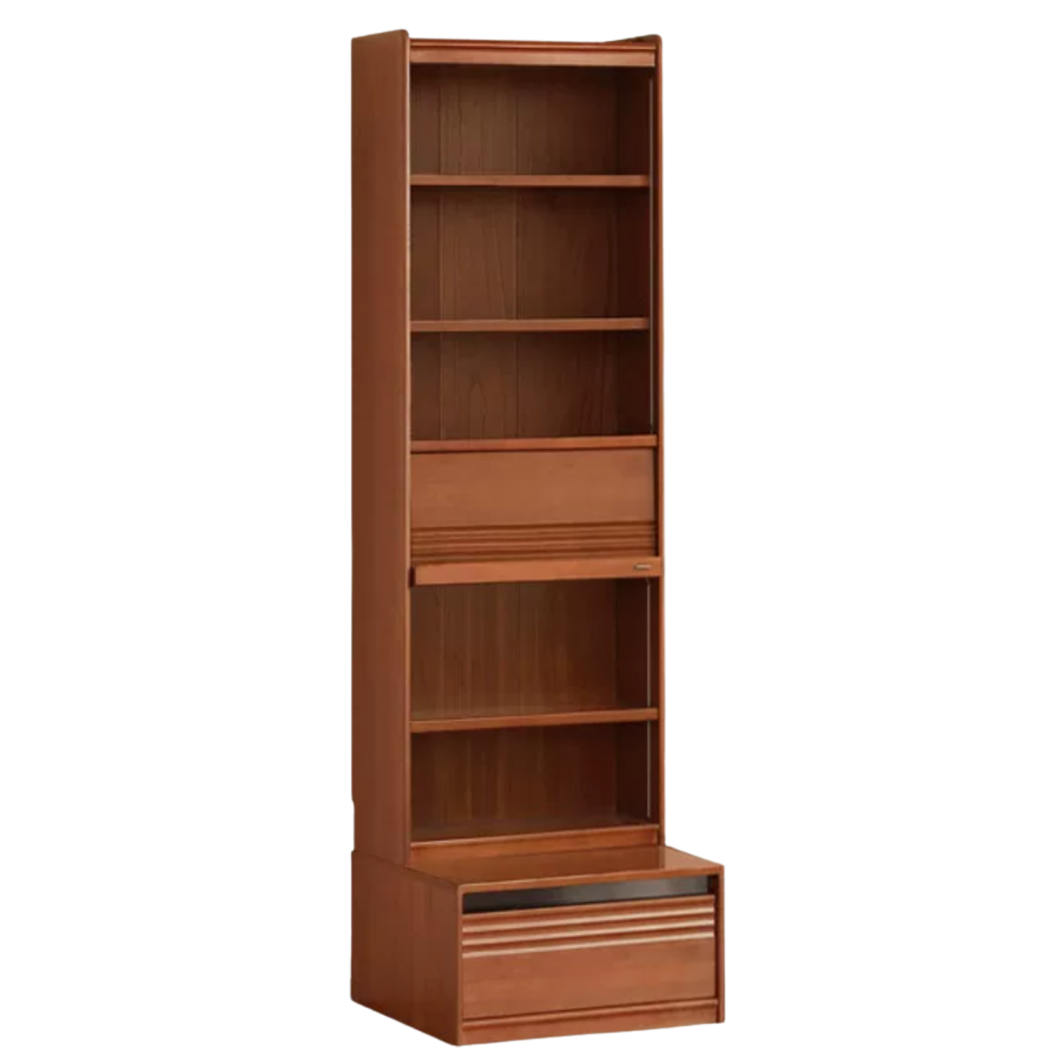 Tulipwood, Birch Solid Wood Floor-to-Ceiling Modular Bookcase with Sliding Glass Doors