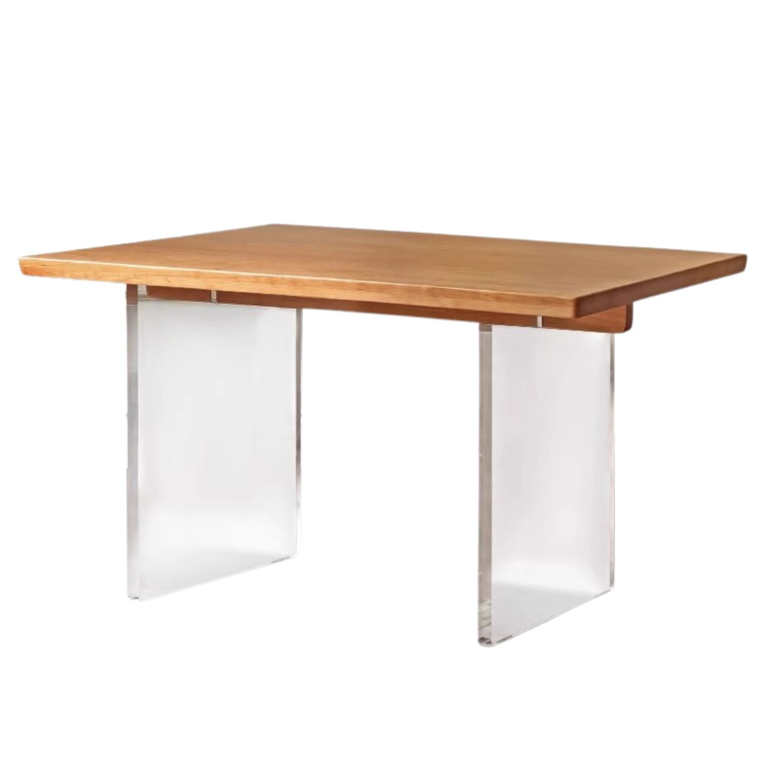 Oak, Cherry Solid Wood Acrylic Suspended Dining Table