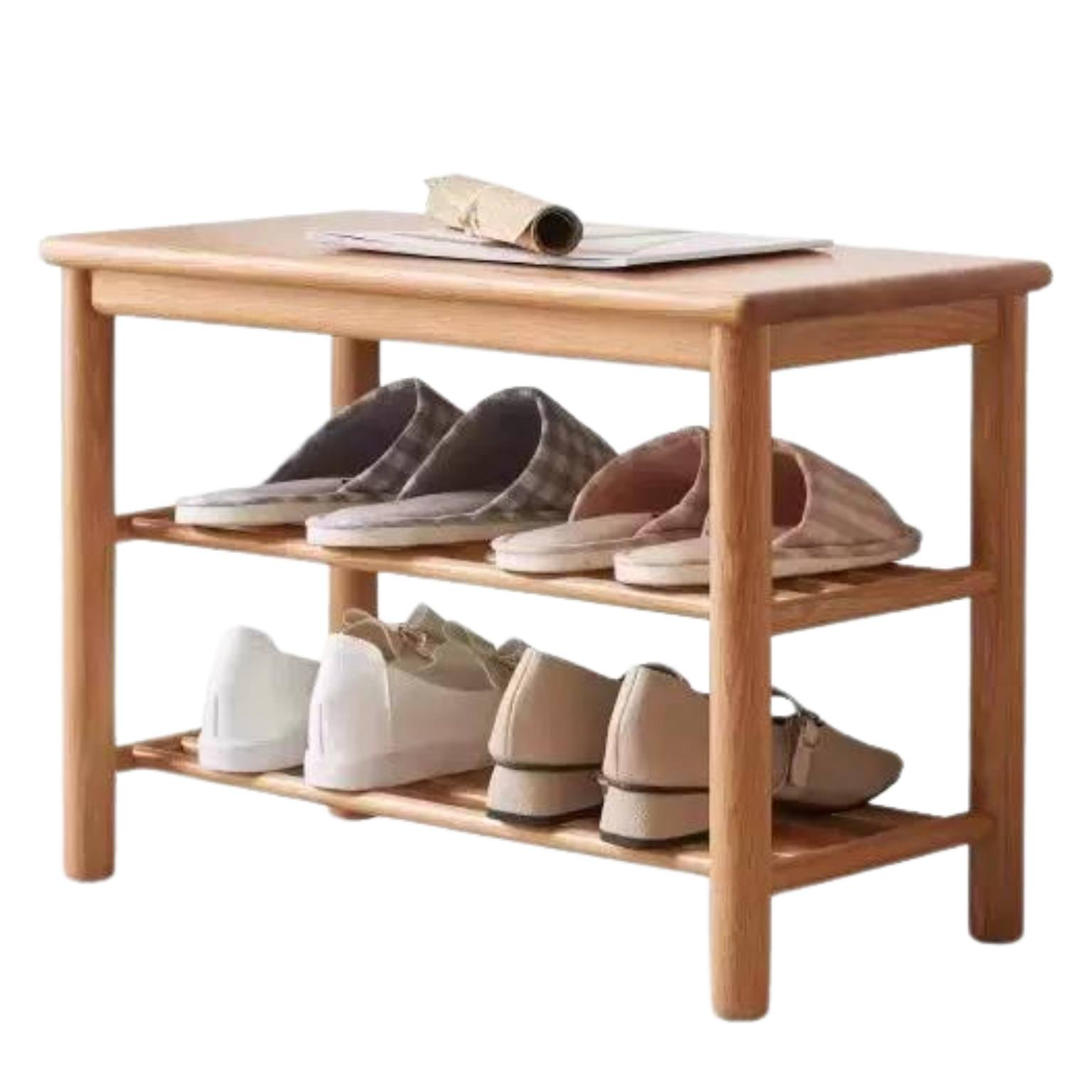 Oak solid wood shoe wearing stool