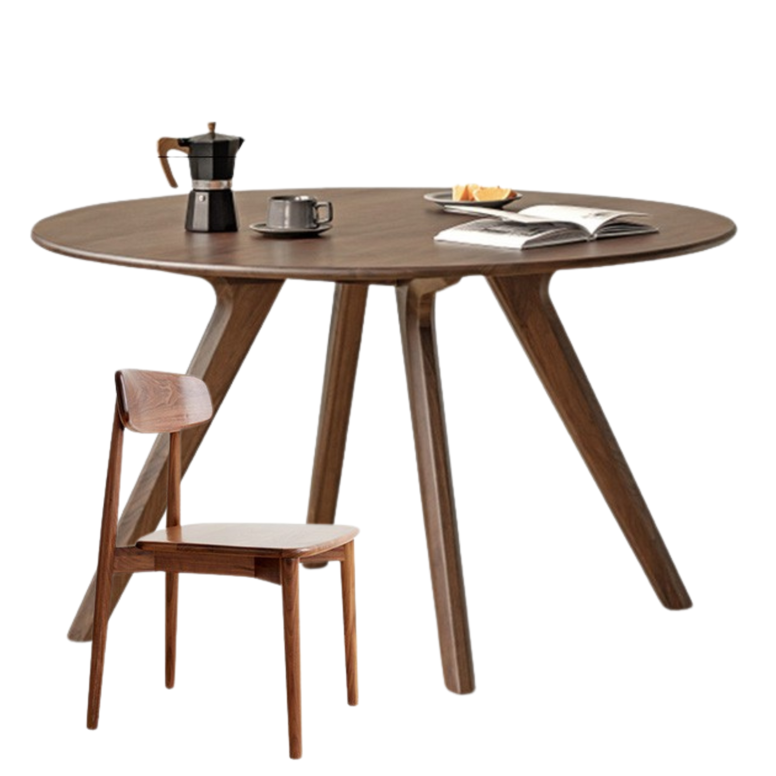 Black walnut solid wood retro round dining table