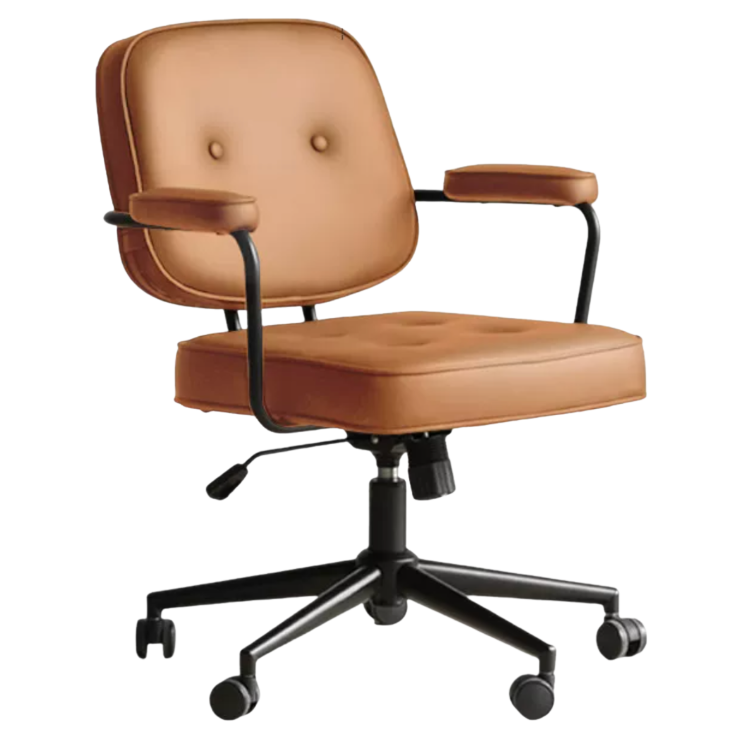 Leather Swivel Office Chair with Armrests
