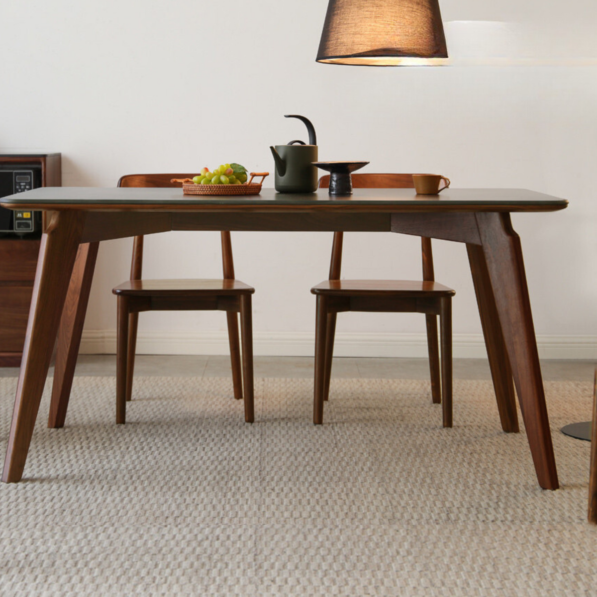 solid wood slate dining table modern simple rectangular table North ...