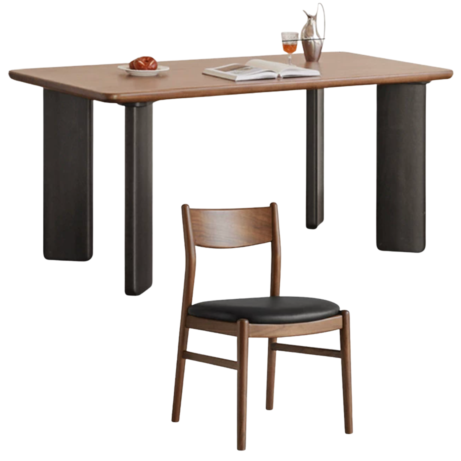 Black Walnut Solid Wood Light Luxury Rectangular Dining Table