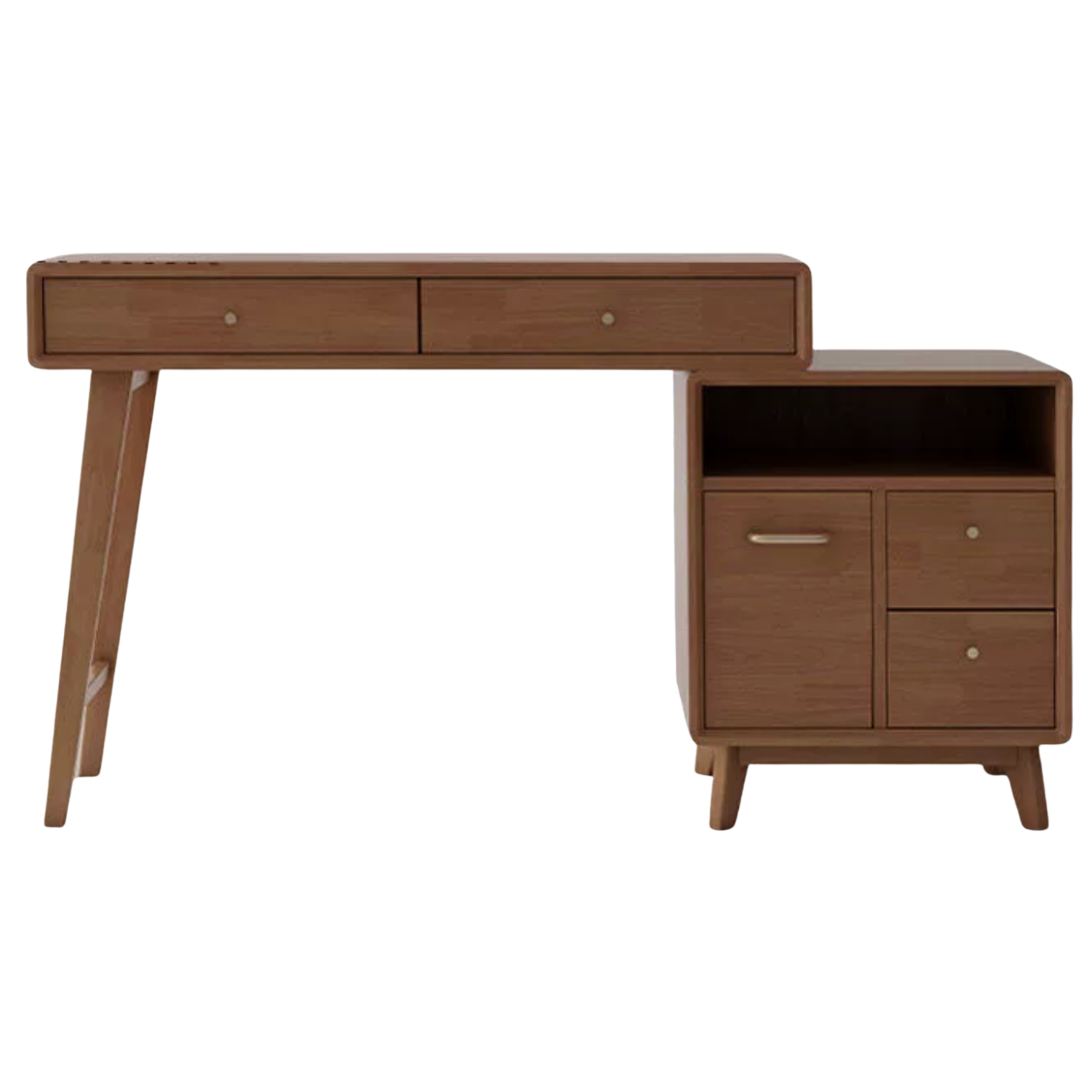 Oak, Rubberwood Solid Wood Vanity Table with Storage Cabinet