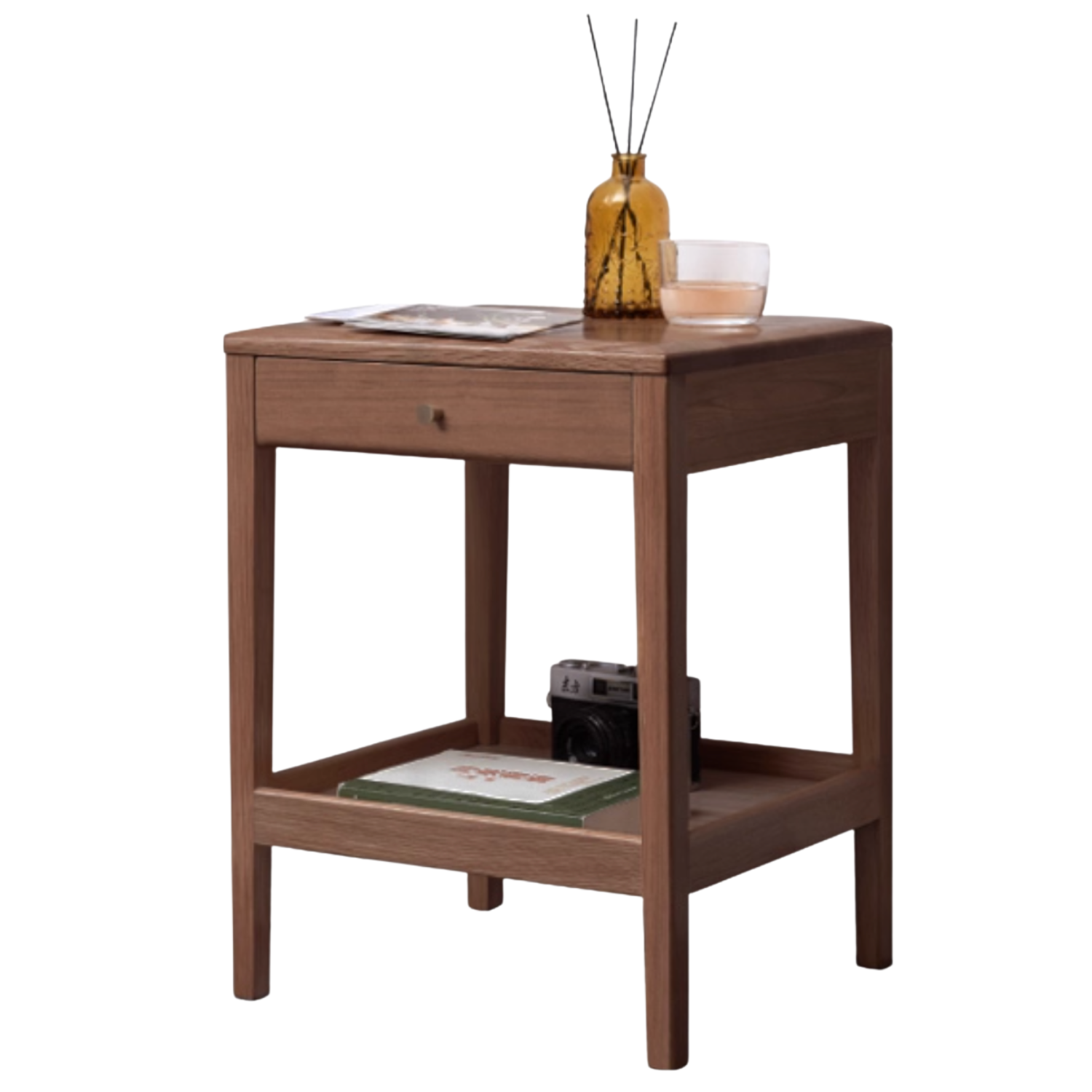 Black Walnut, Rubberwood, Oak Solid Wood Side Cabinet