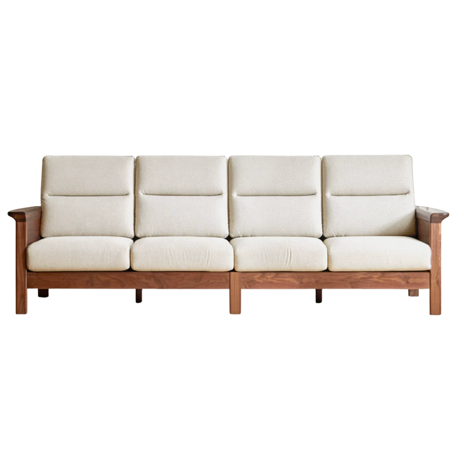 Sandalwood, Black Walnut Solid Wood Fabric Sofa.