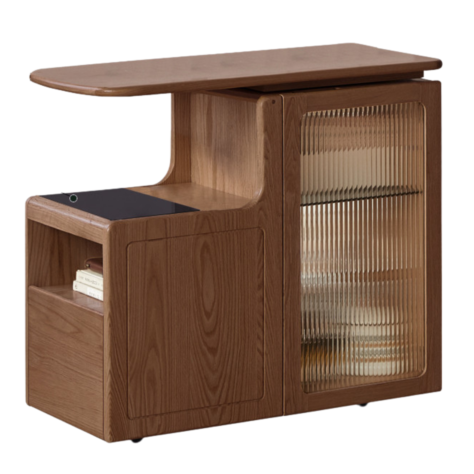 Black walnut, Oak solid wood movable tea cabinet with tea maker: