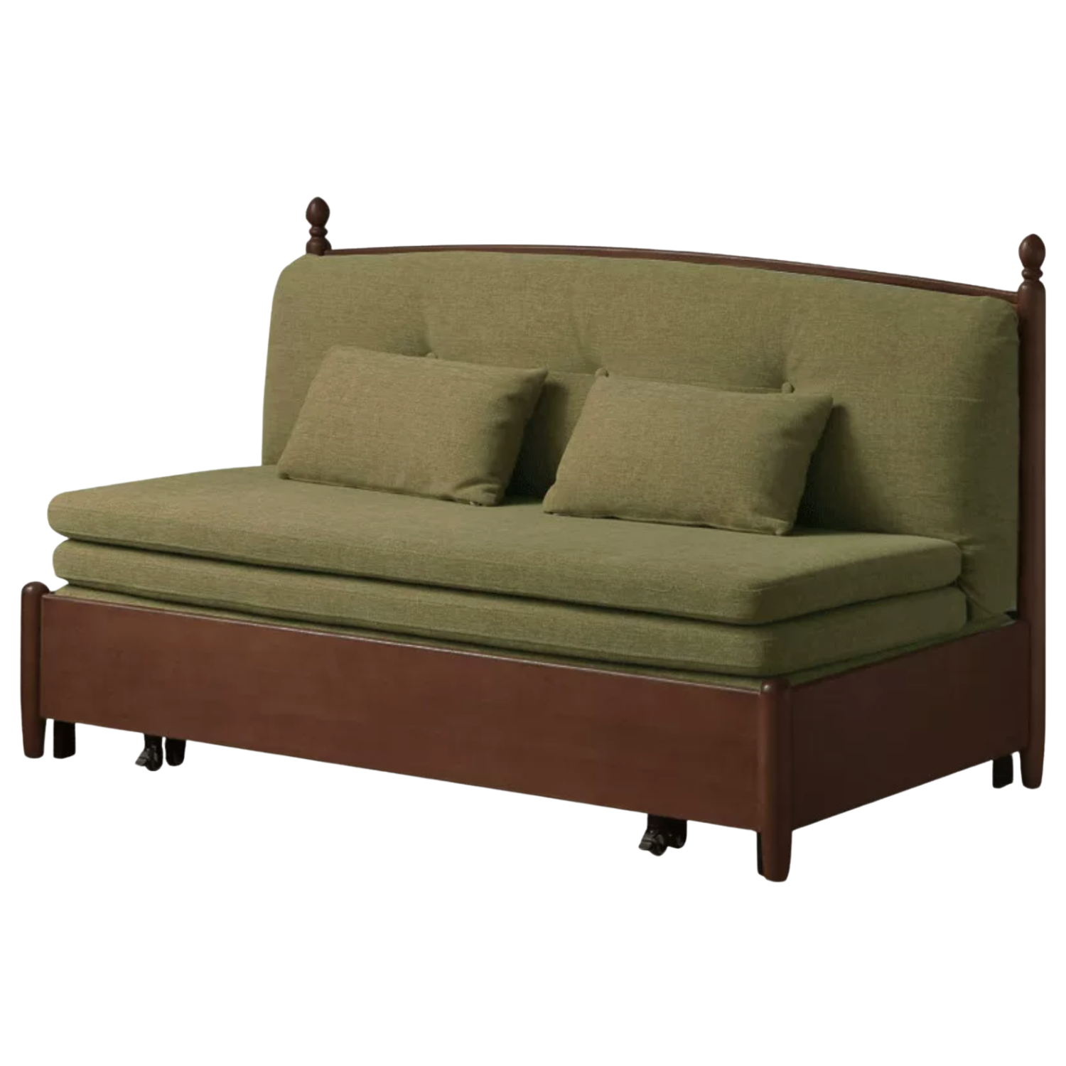 Poplar Solid Wood French Vintage Sofa Bed with Pull Out Trundle