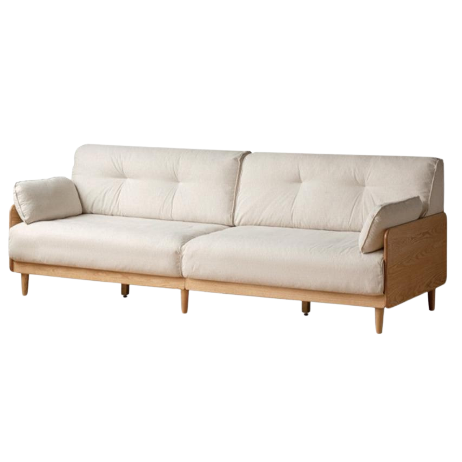 Oak Solid Wood Straight Fabric Sofa