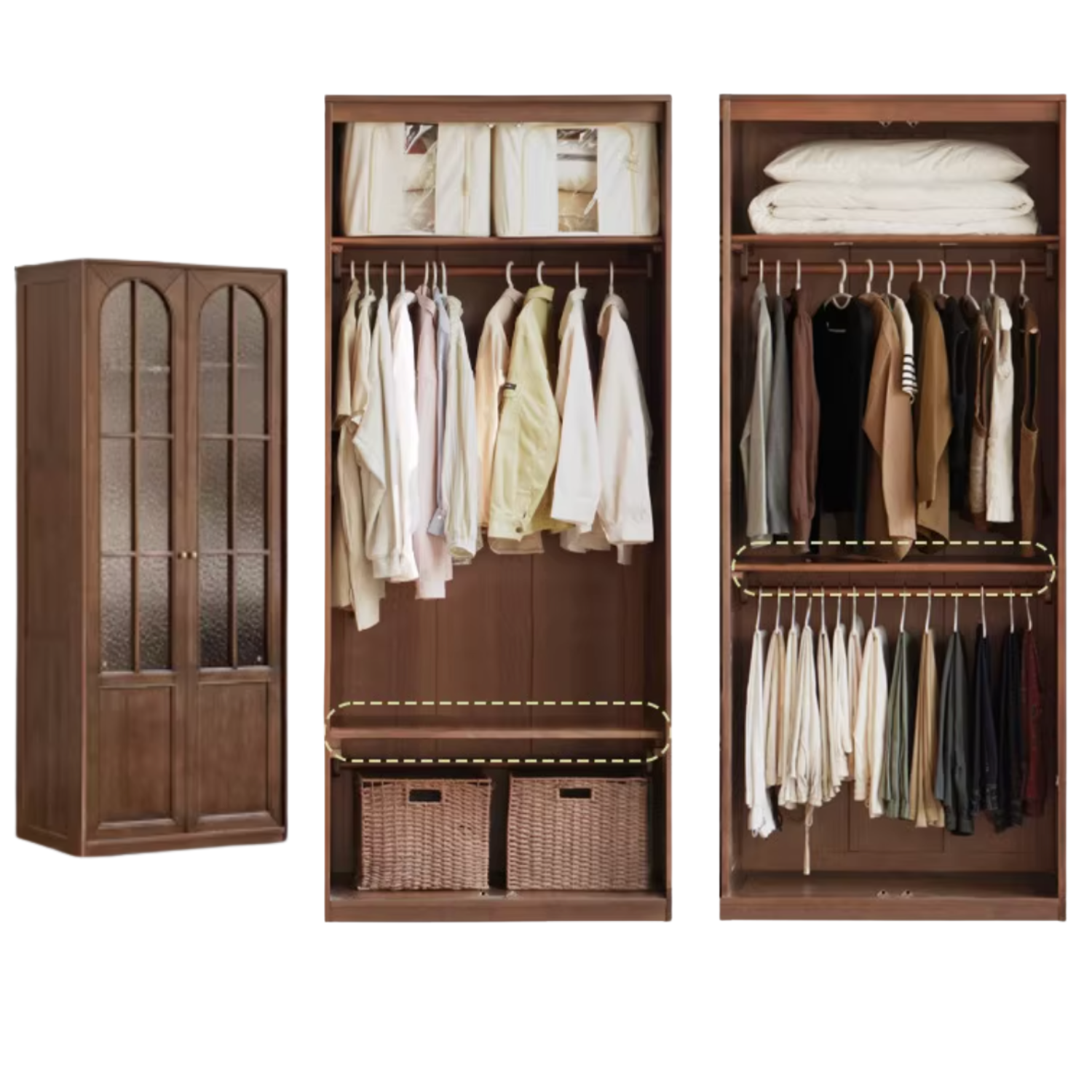 Solid Sandalwood French Retro Style Wardrobe