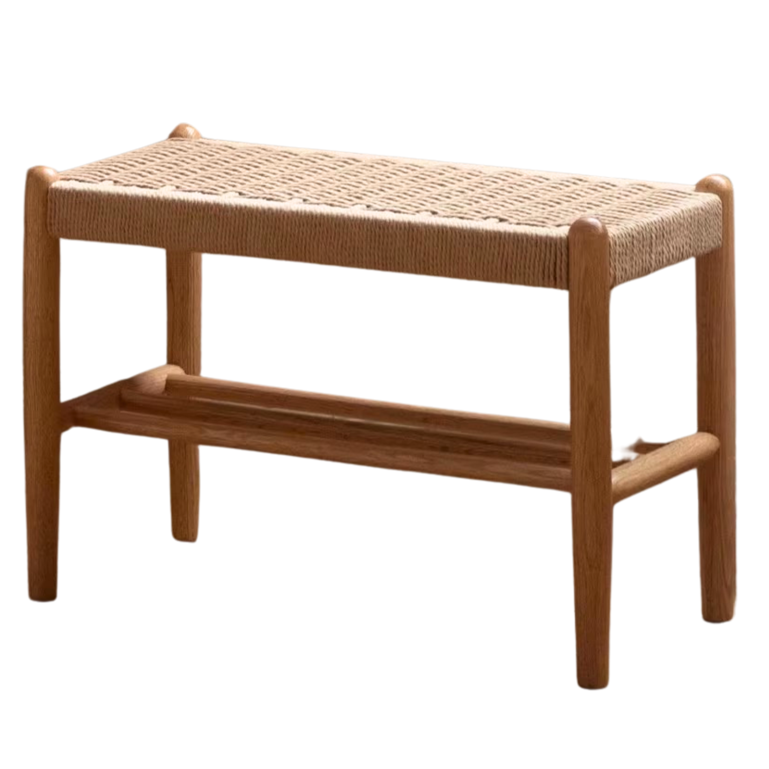 Oak Solid Wood Modern Rope Shoe Bench