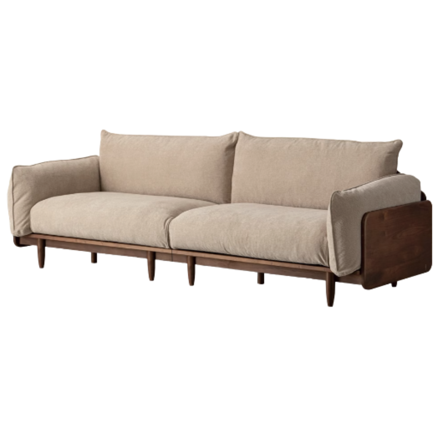 Black Walnut Solid Wood Fabric Straight Sofa