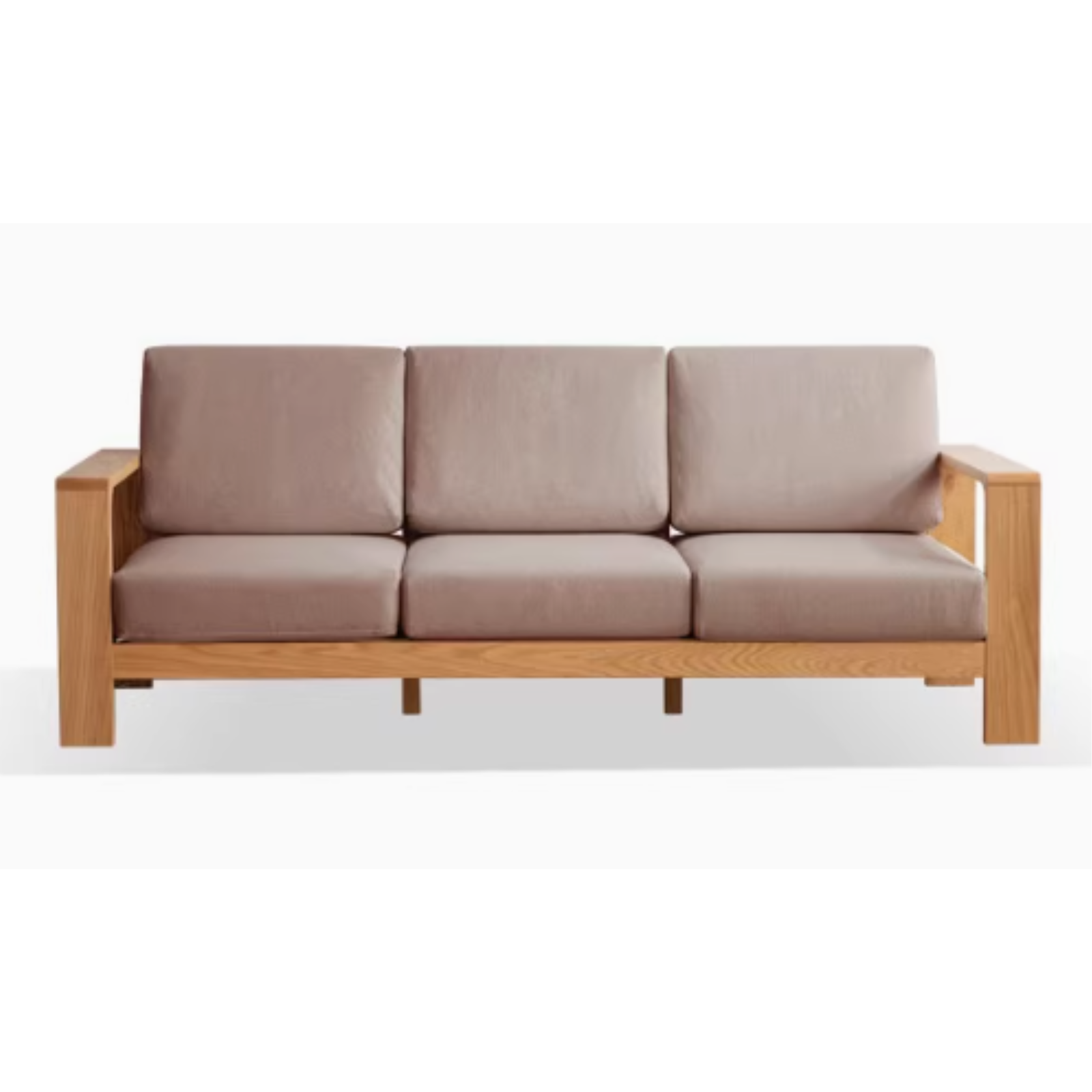 Oak Solid Wood Modern Fabric Sofa)