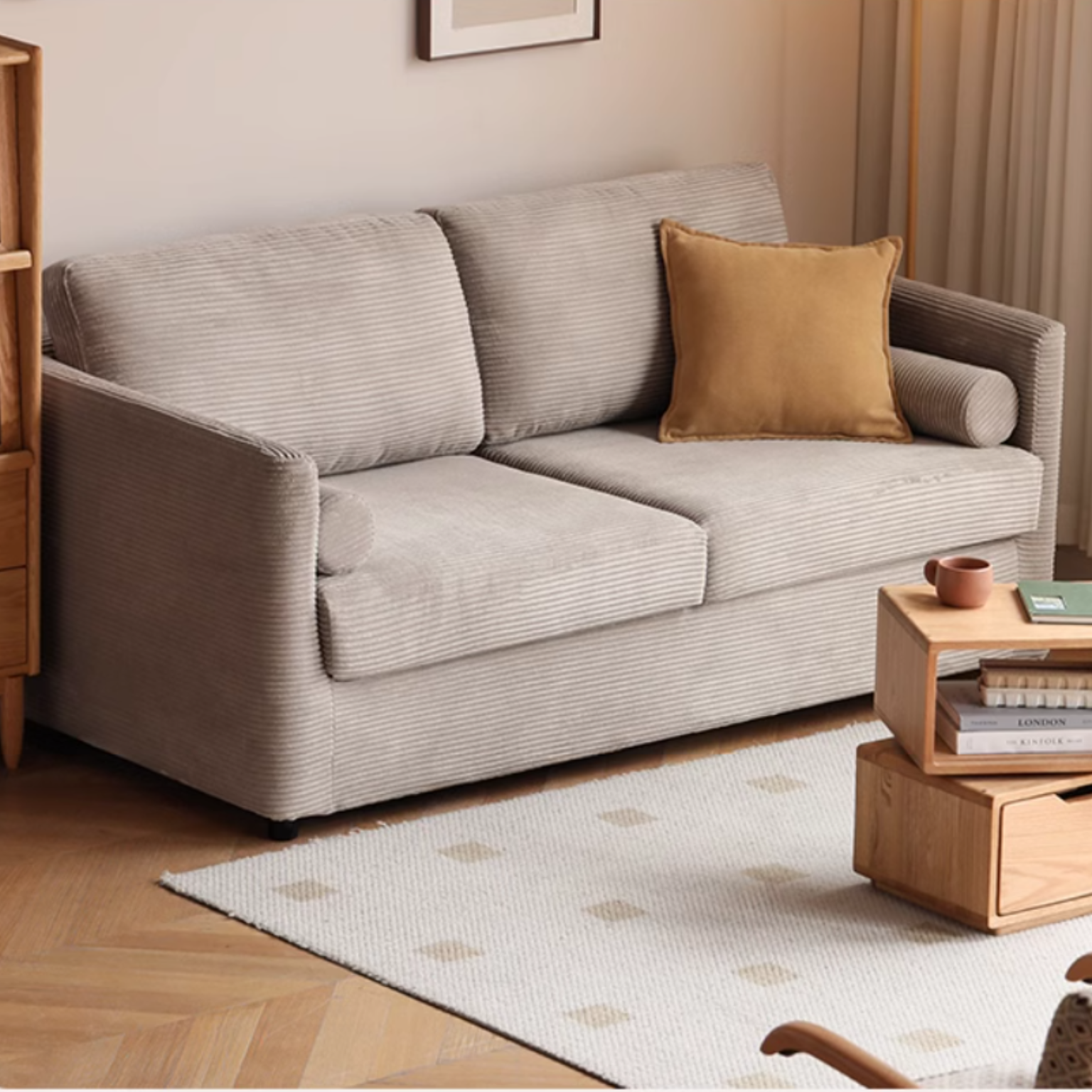 Fabric modern straight double seat sofa