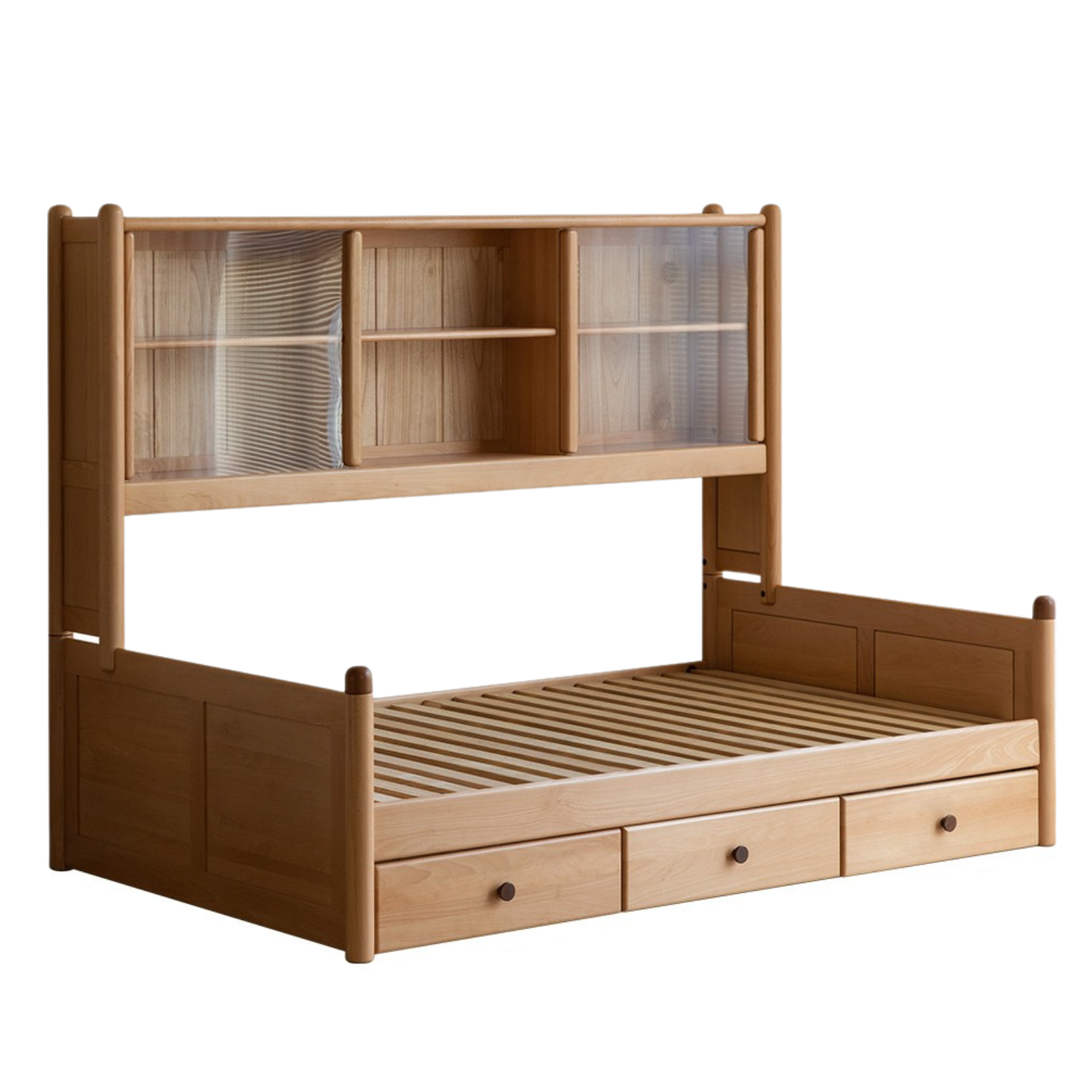 Beech Solid Wood Children's Cabinet Integrated Bed