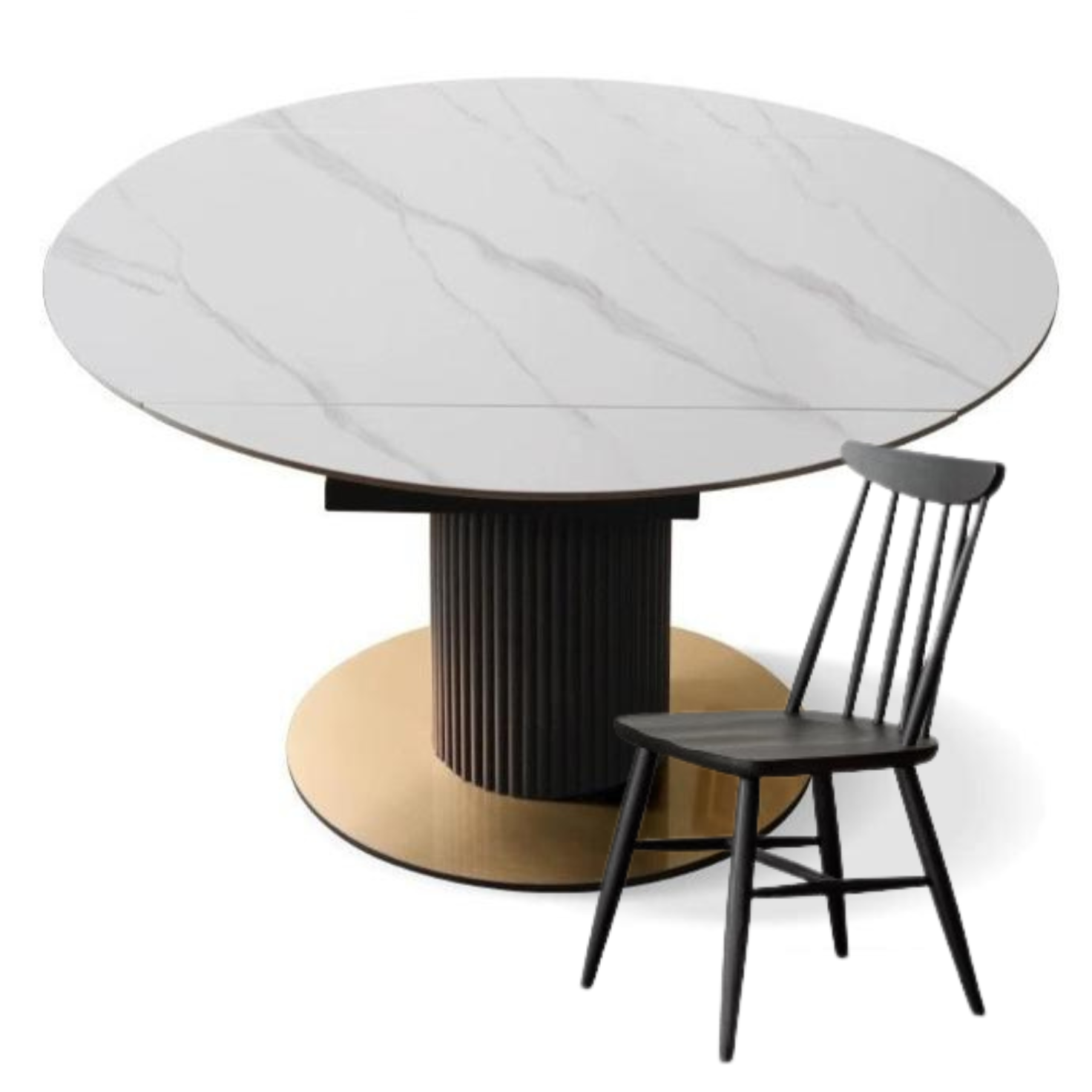 Oak Rotating Telescopic Light Luxury Rock Plate Dining Table