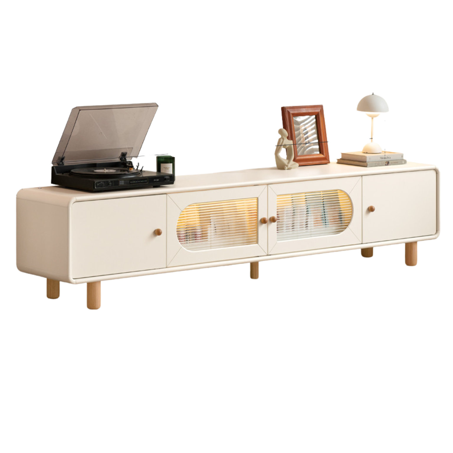 Poplar solid wood storage  cream style TV cabinet :