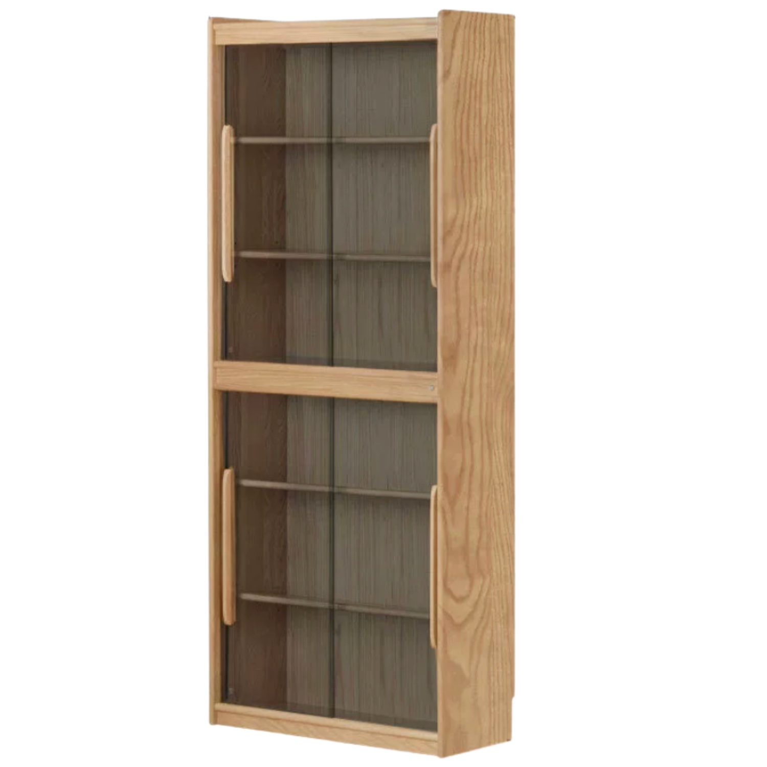 Oak, Ash, Golden Pearwood Solid Wood Modern display Glass Bookcase