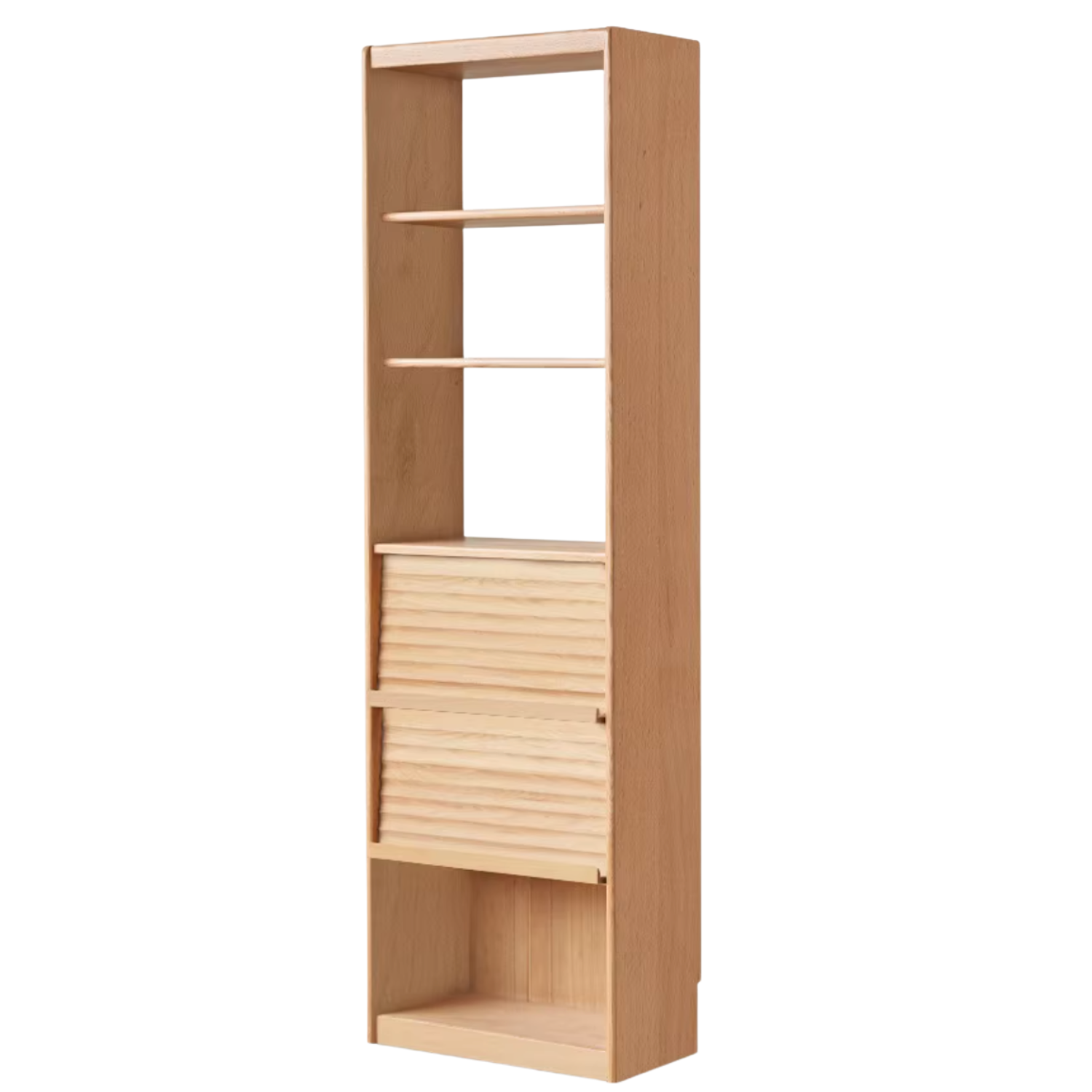 Oak, Beech Solid Wood Bookcase With Glass Door Floor-Standing Bookshelf Multi-Layer Storage Rack Free Combination Display Cabinet