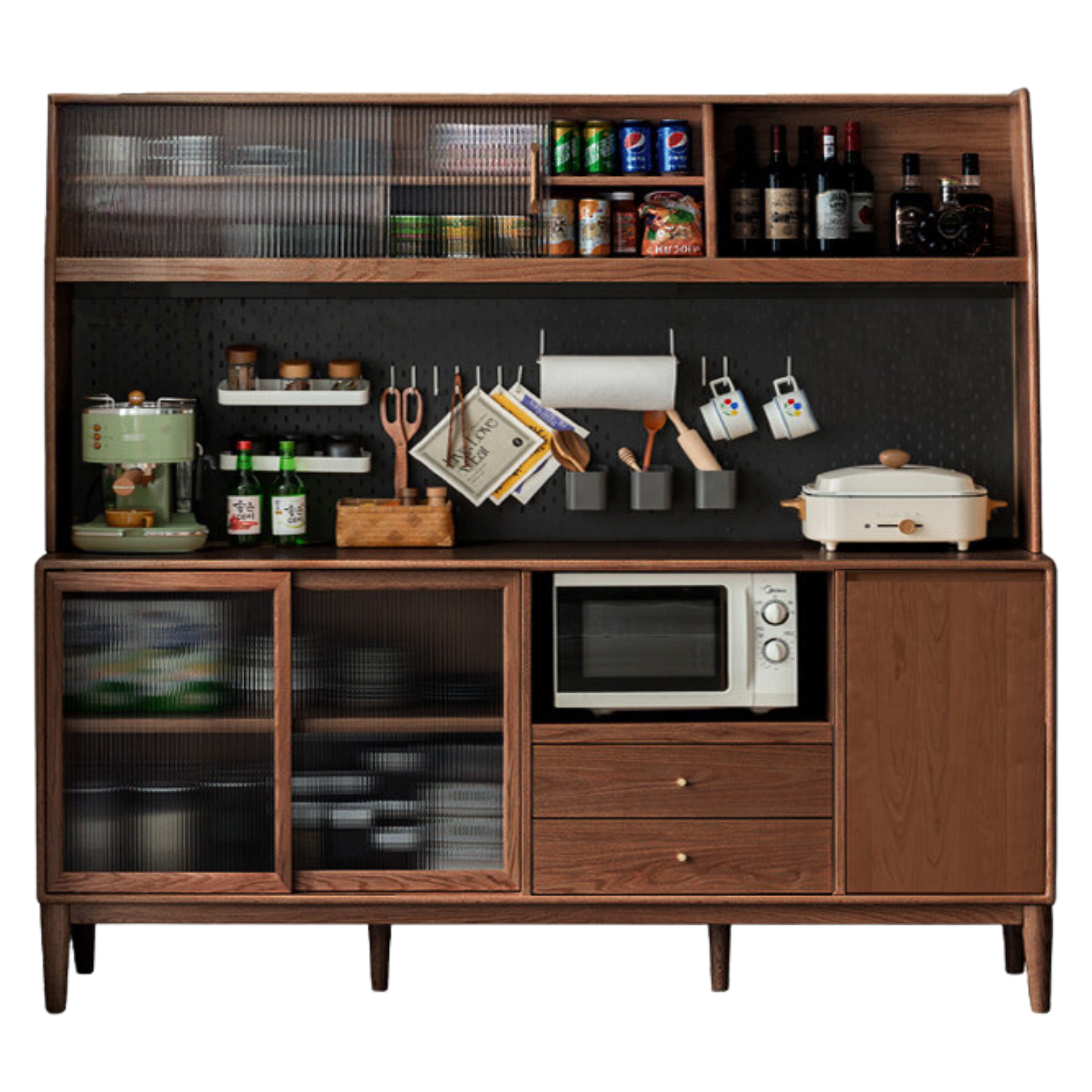 Ash solid wood sideboard high wine cabinet buffet-