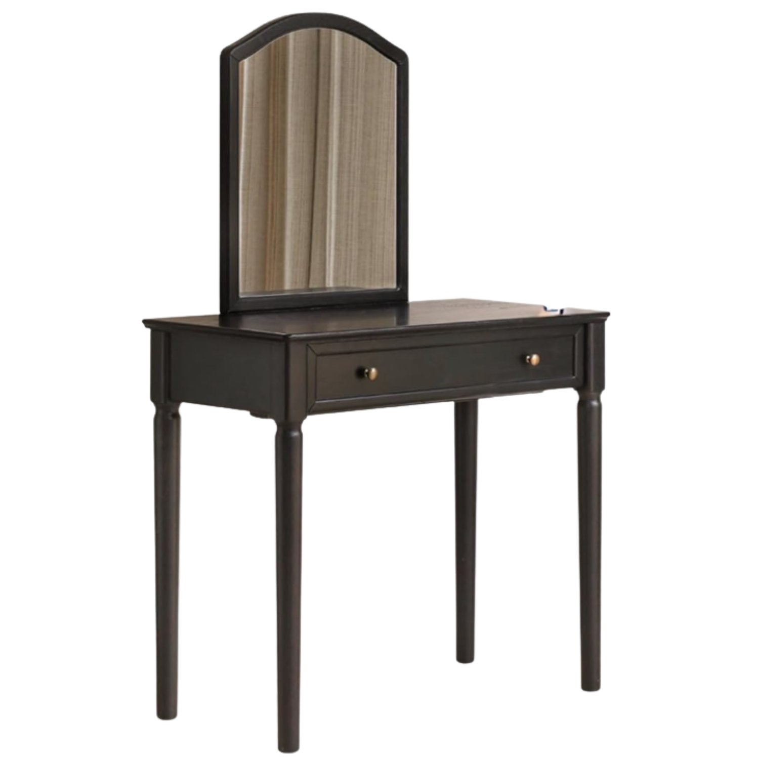 Oak Solid Wood Vanity Table Set with Arched Mirror